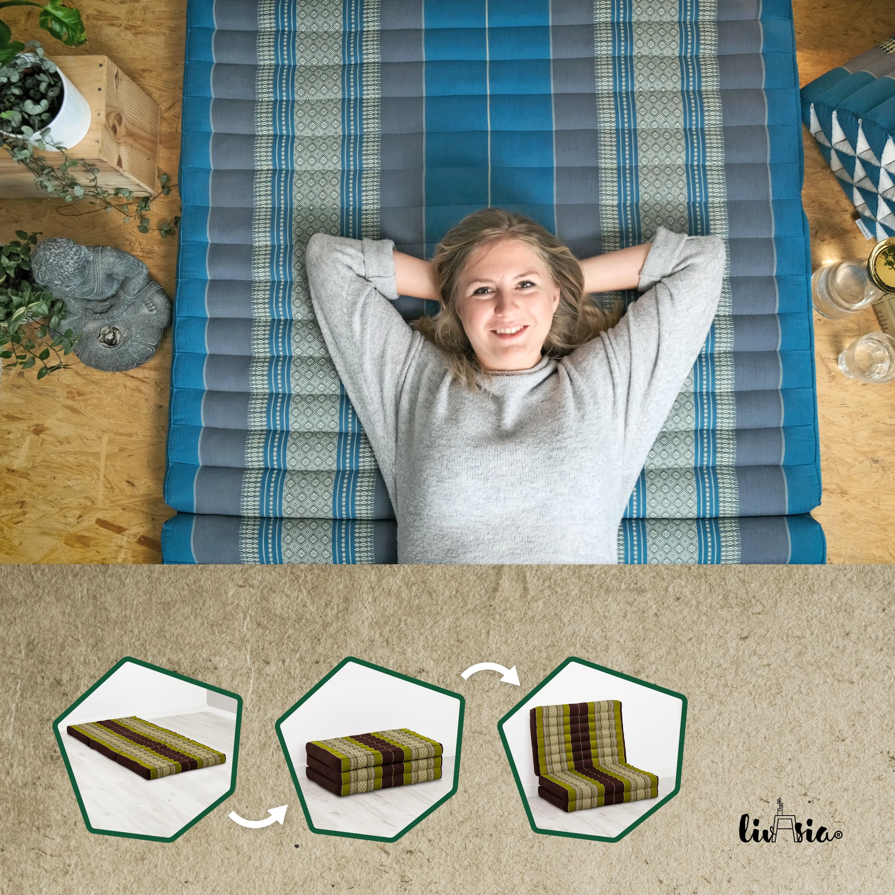 Materasso pieghevole in kapok per bambini, larghezza 70 cm