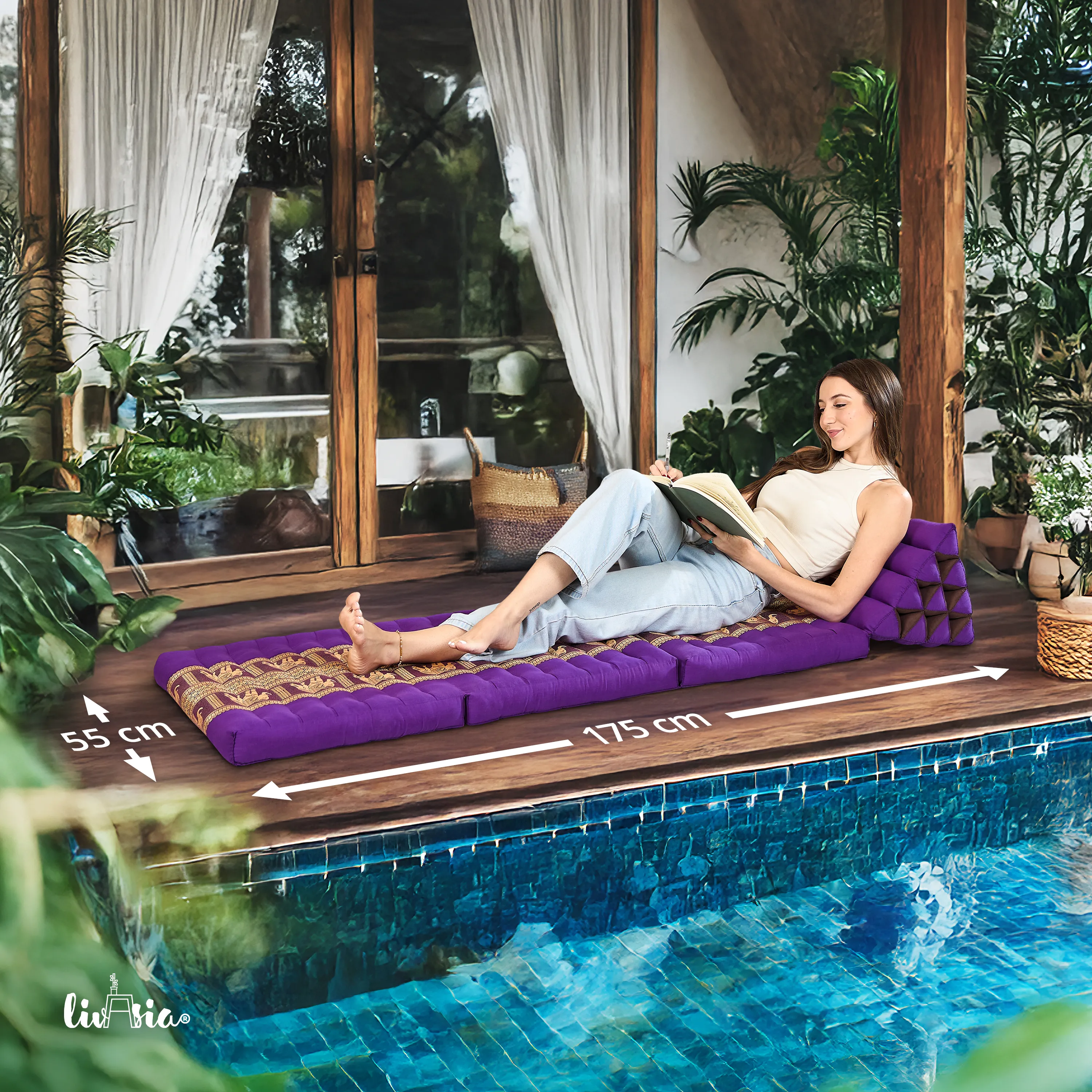 Cuscino thai in kapok con 3 elementi pieghevoli, Deluxe