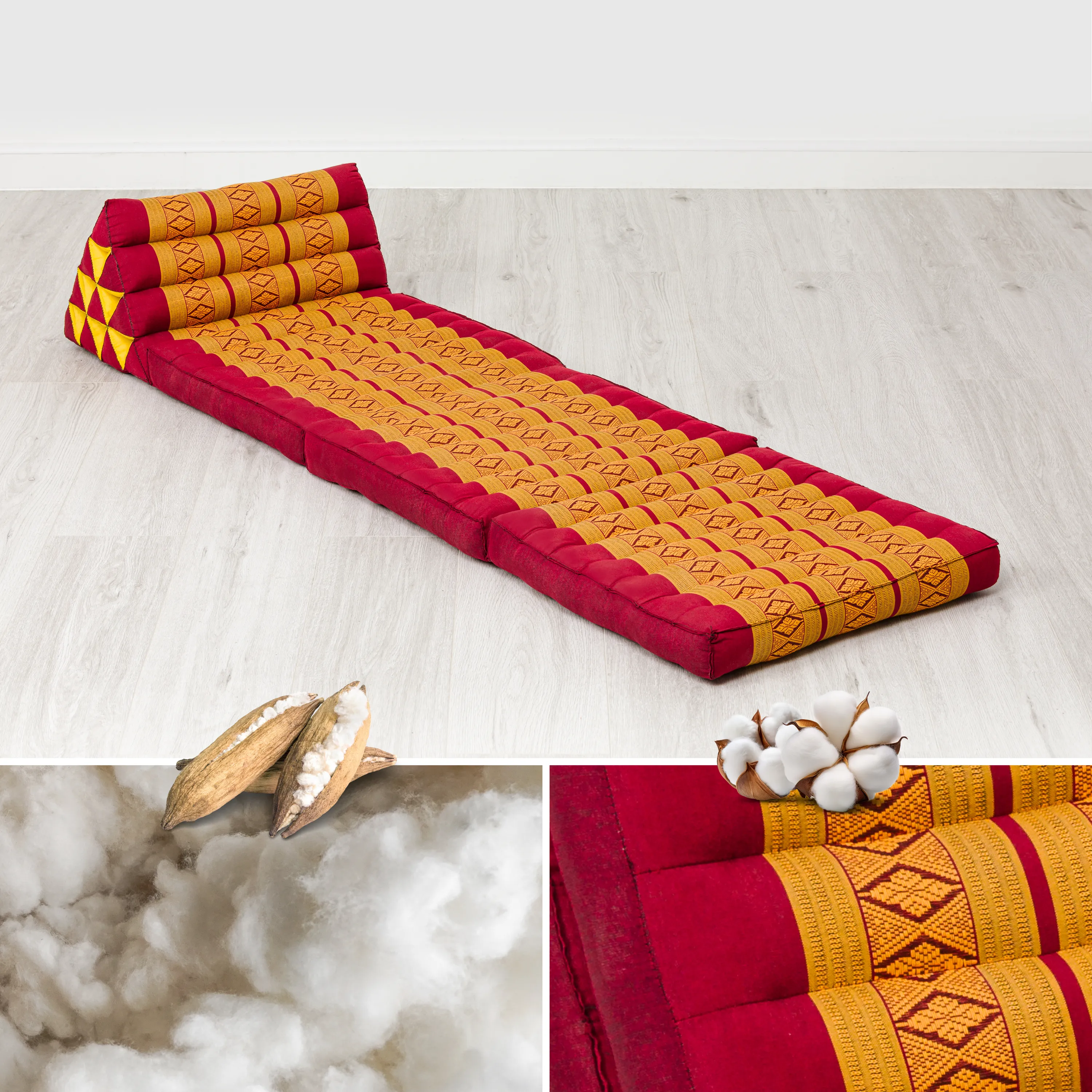Cuscino thai in kapok con 3 elementi pieghevoli, Classic