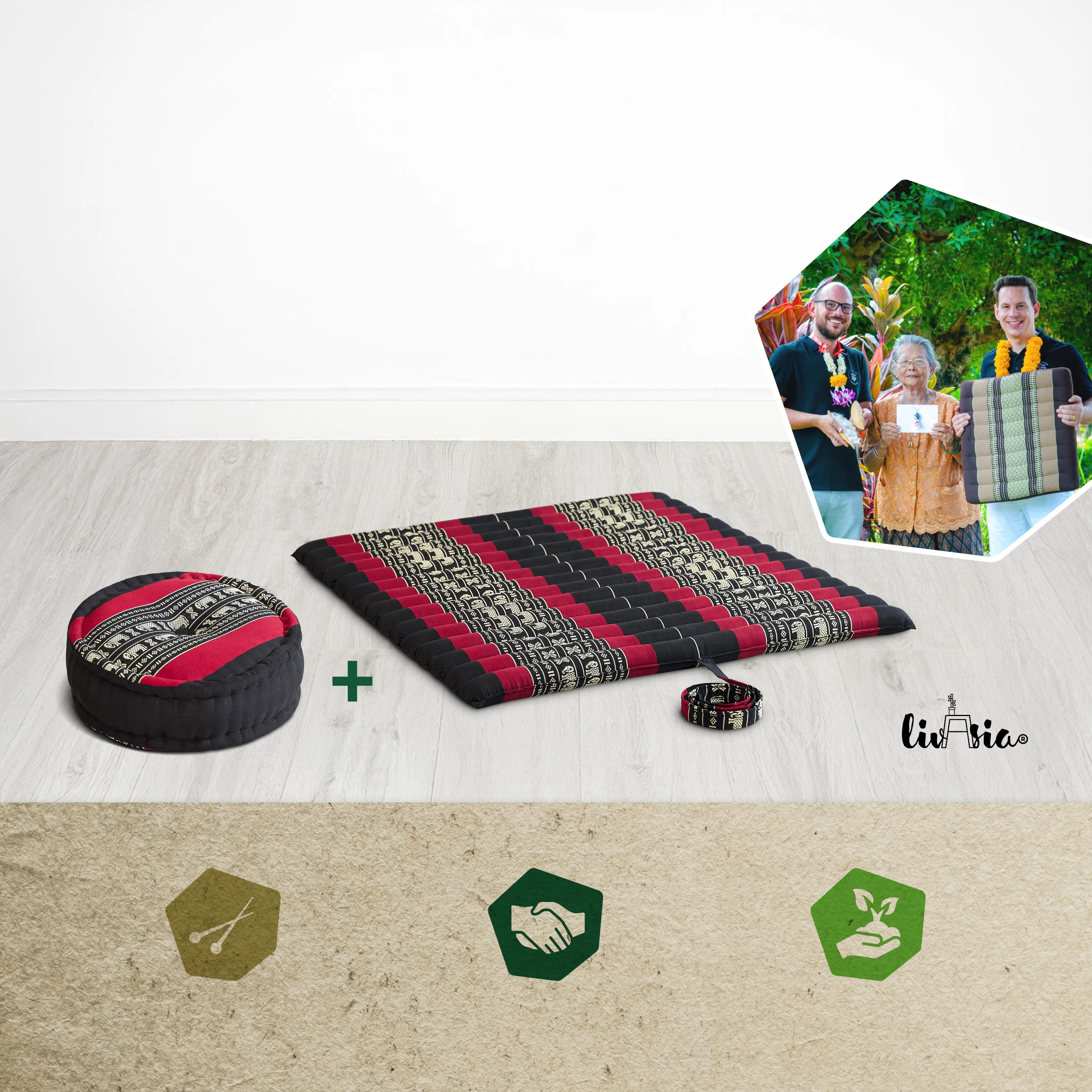 Set XL cuscini da meditazione in kapok