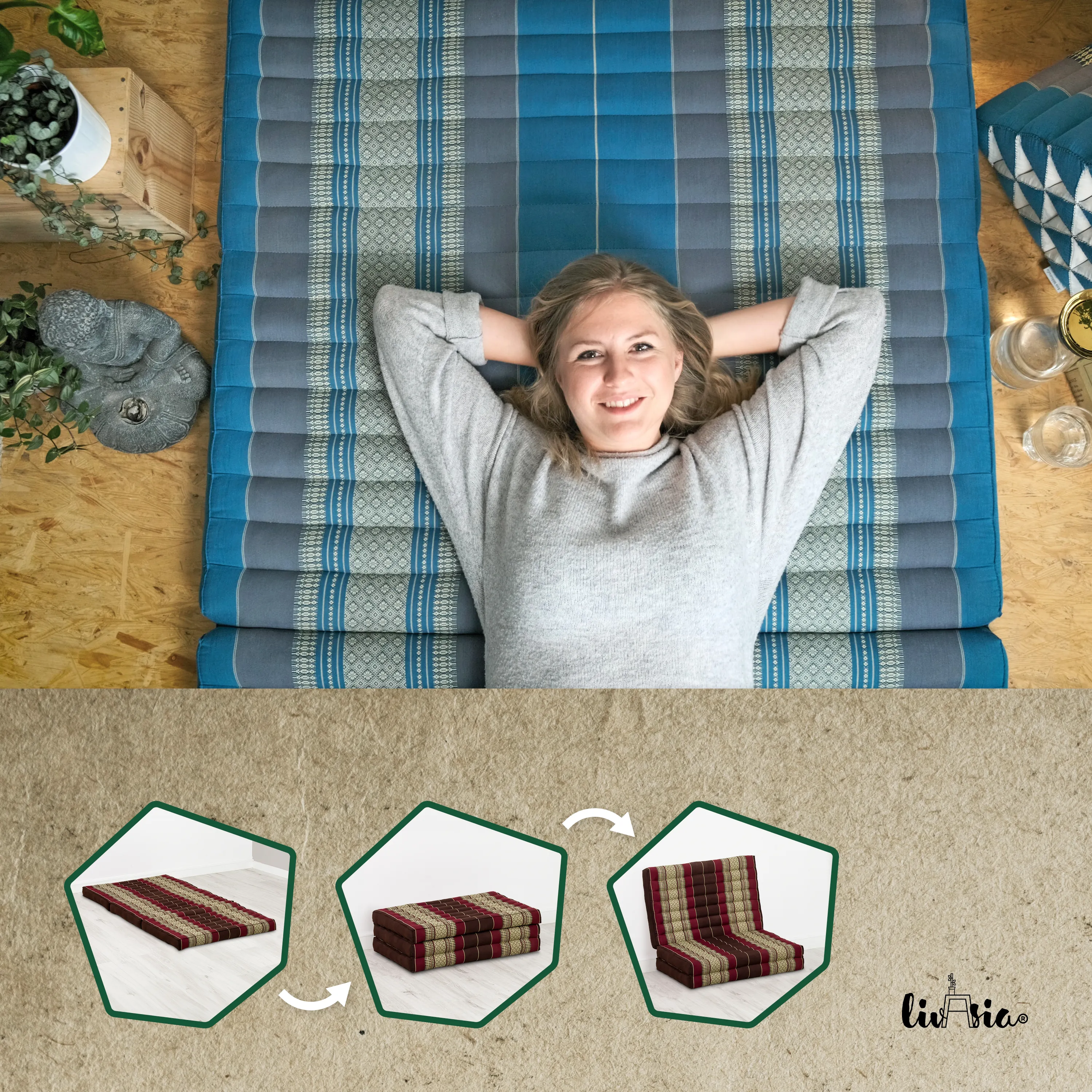 Materasso pieghevole in kapok per bambini, larghezza 70 cm