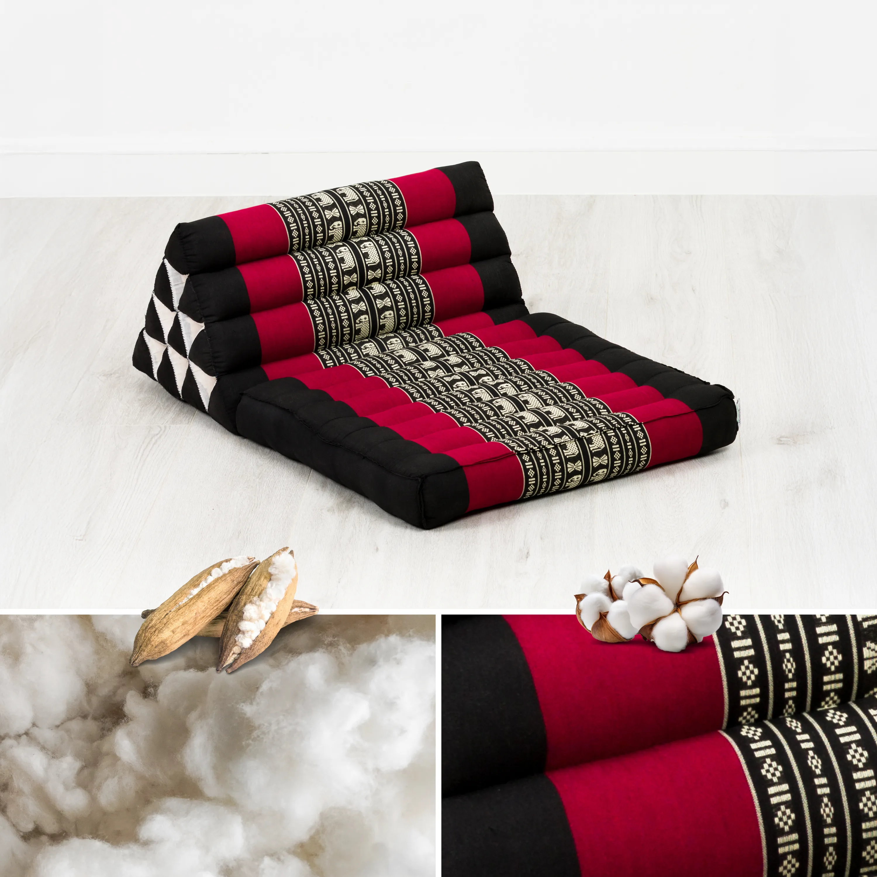 Cuscino thai in kapok con 1 elemento pieghevole