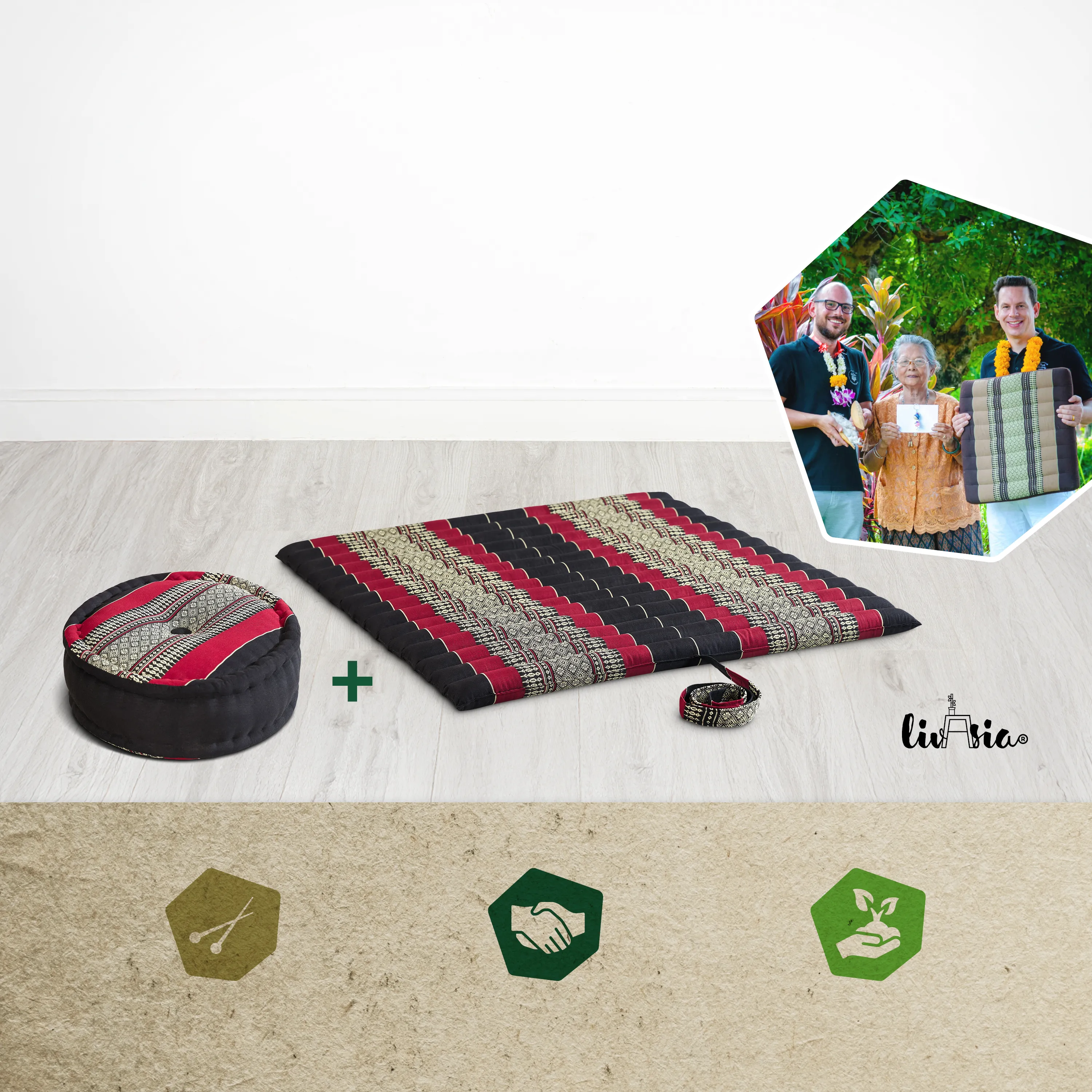 Set XL cuscini da meditazione in kapok