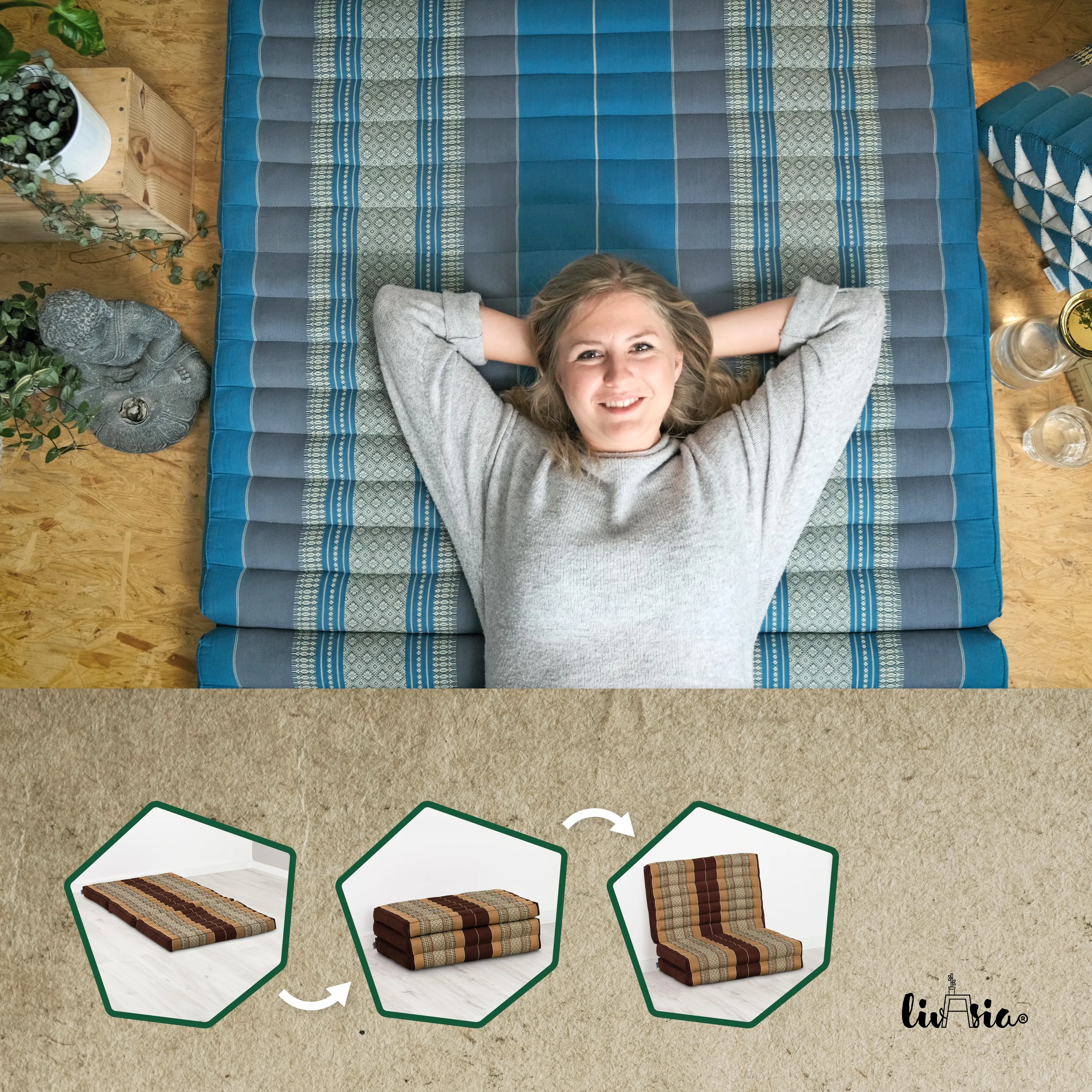 Materasso pieghevole in kapok per bambini, larghezza 70 cm