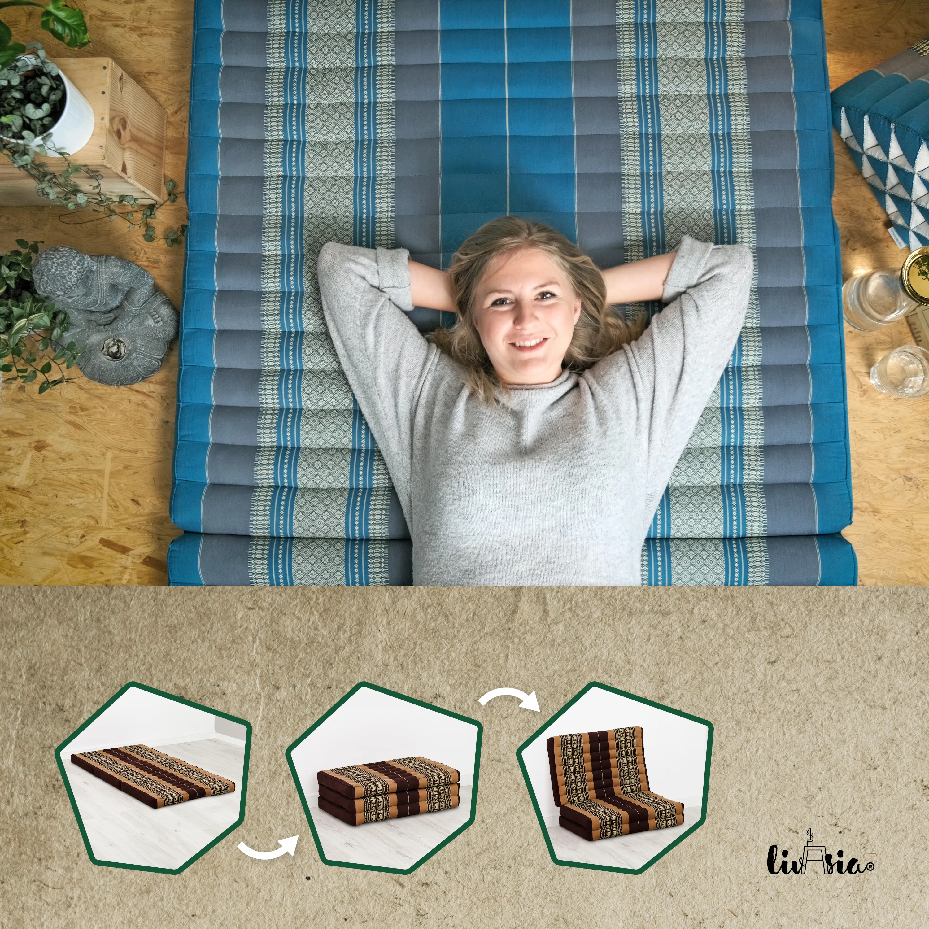 Materasso pieghevole in kapok per bambini, larghezza 70 cm