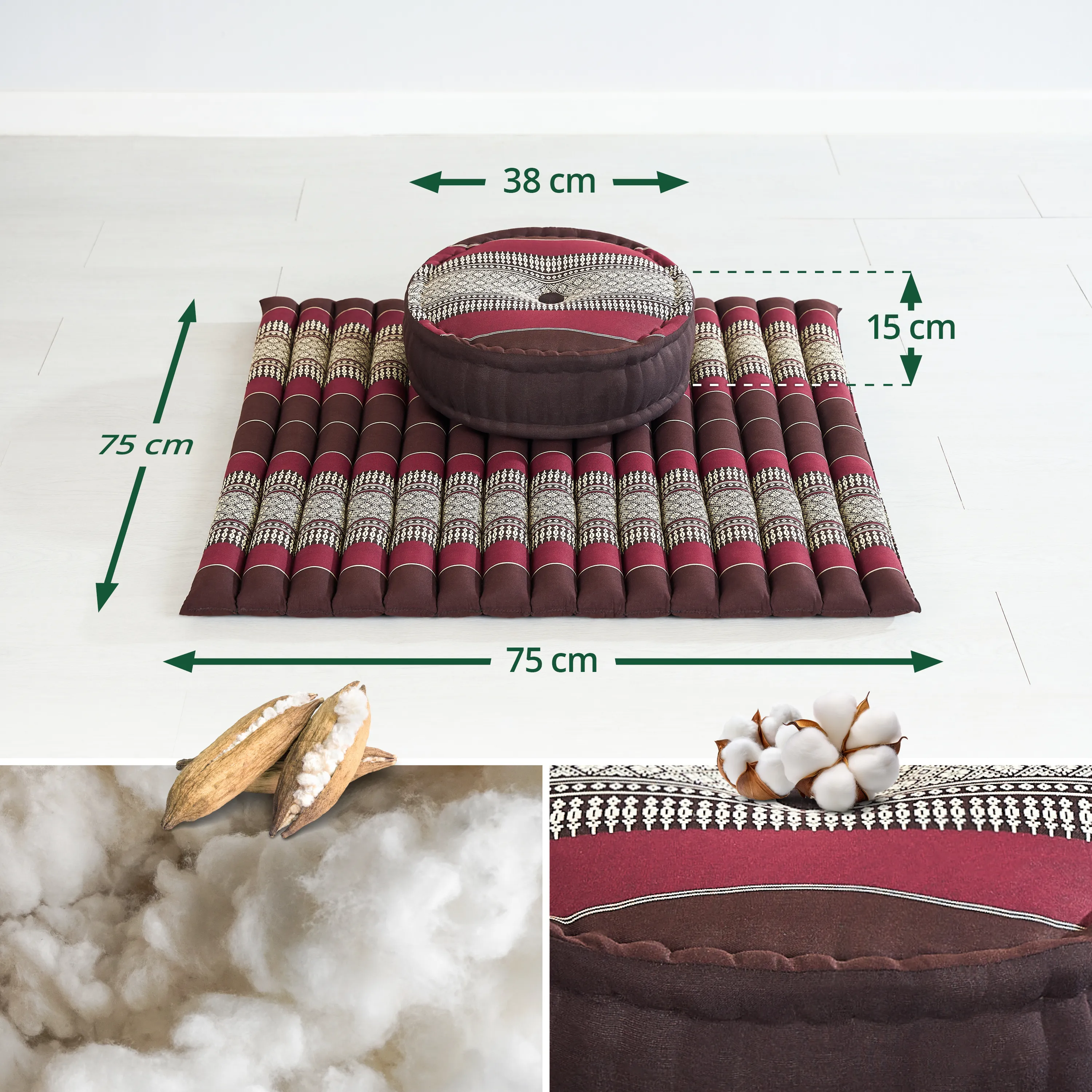 Set XL cuscini da meditazione in kapok