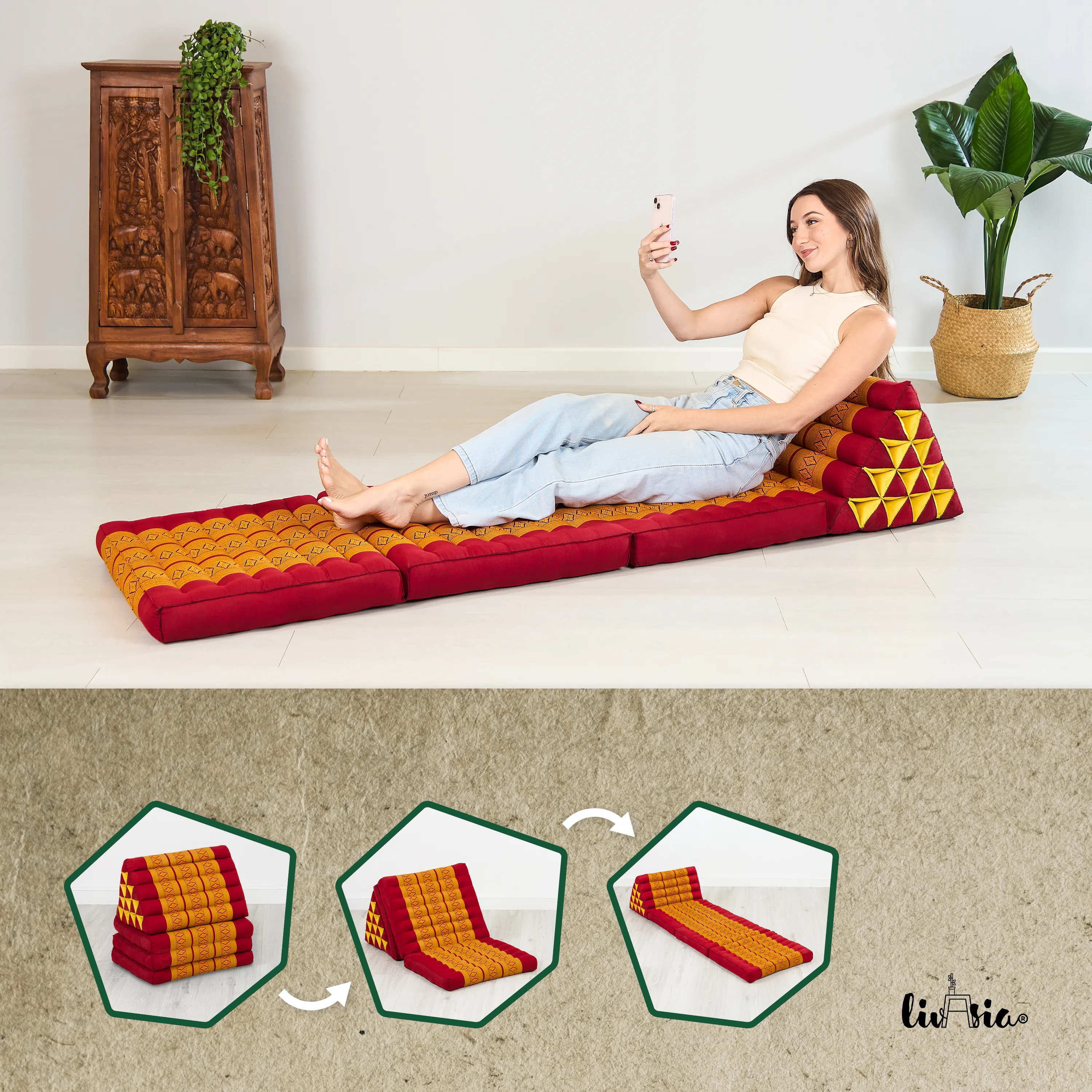 Cuscino thai in kapok altezza XXL