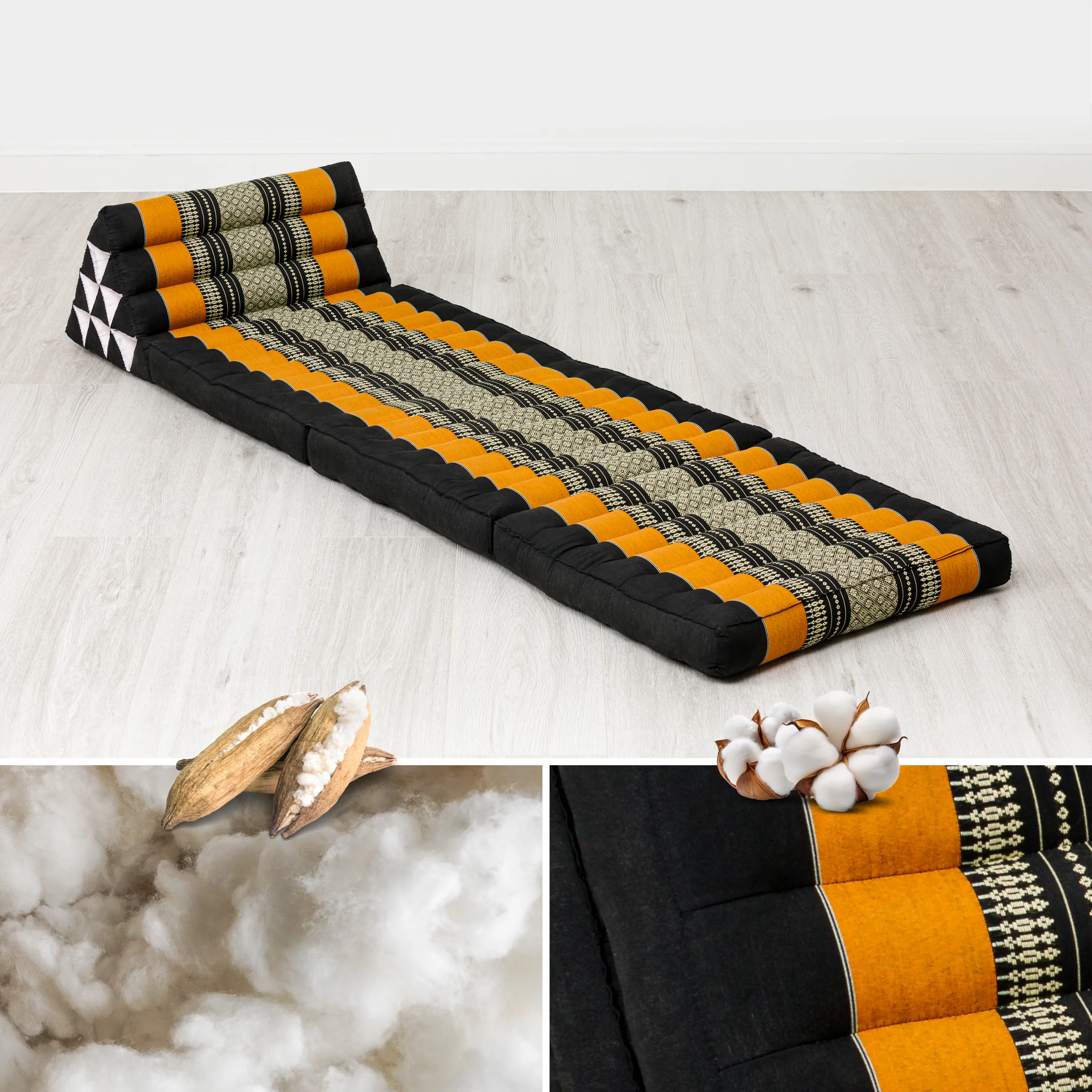 Cuscino thai in kapok con 3 elementi pieghevoli, Classic