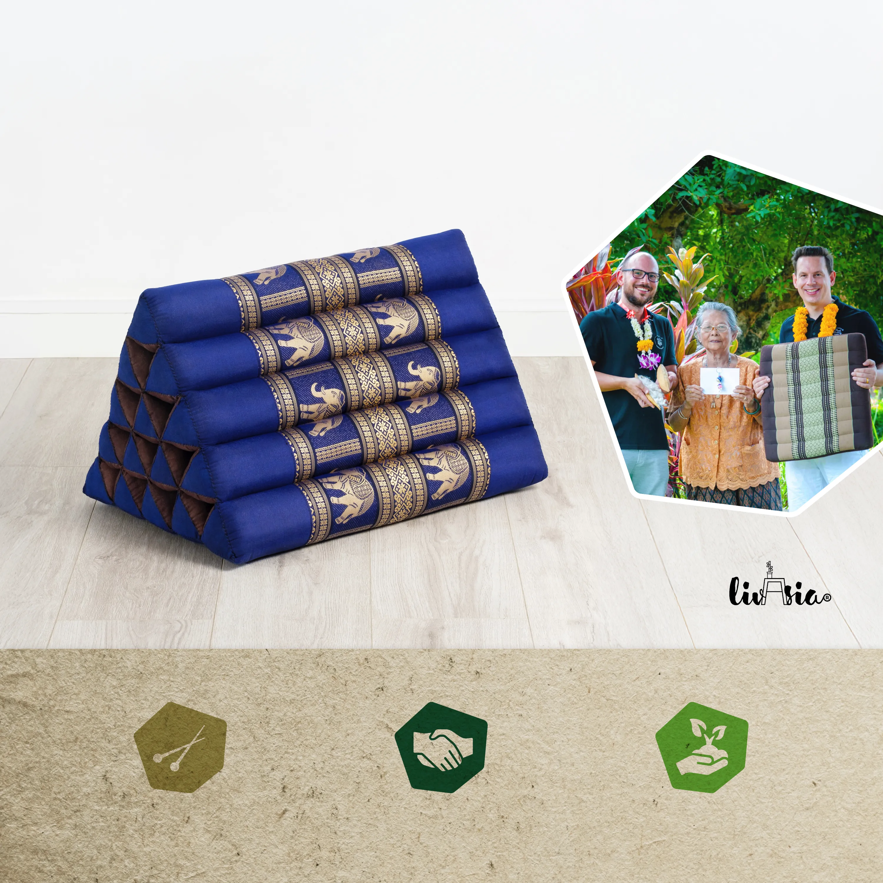 Cuscino triangolare alto in kapok, Deluxe