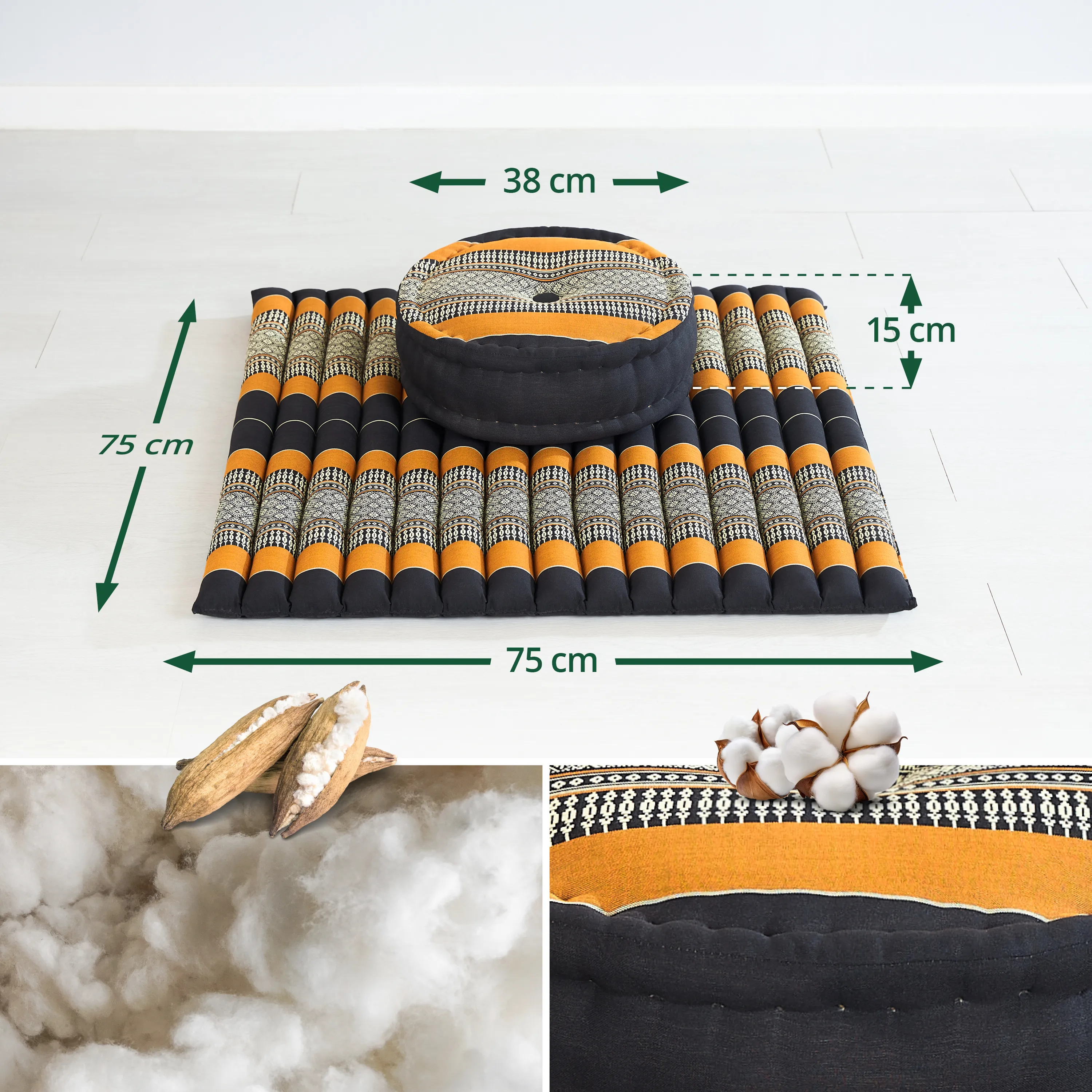 Set XL cuscini da meditazione in kapok