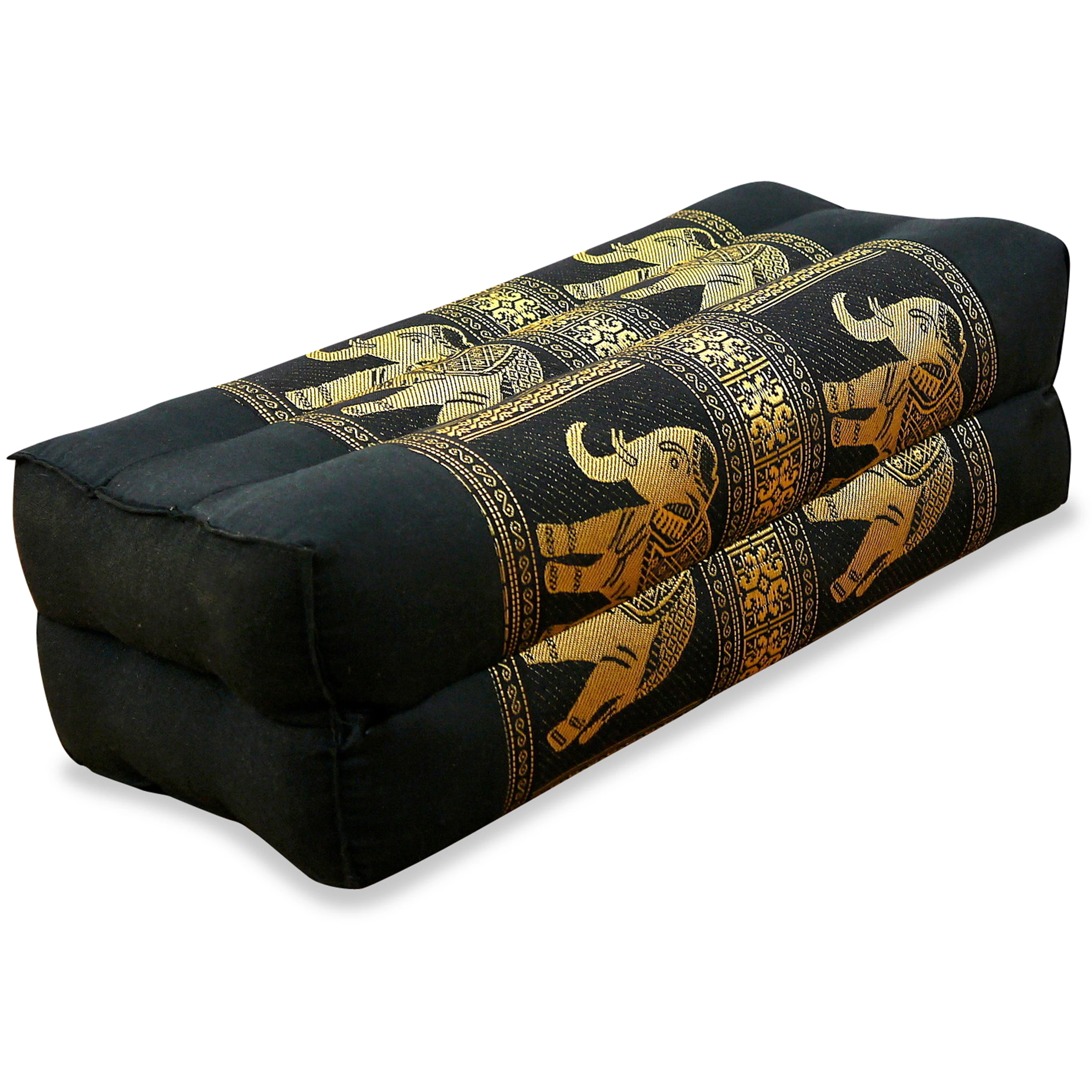 GURU SHOP Cuscino Cervicale Thailandese Per Meditazione – Kapok, Tessuto Grigio Elefante, 28x44x15 Cm