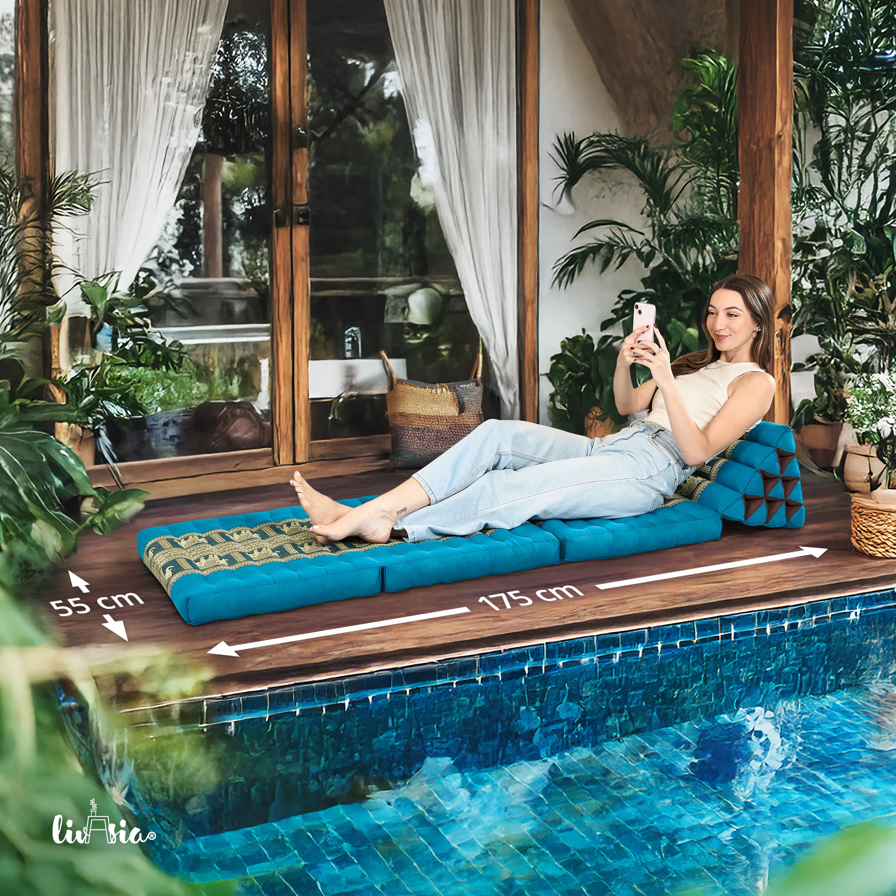 Cuscino thai in kapok con 3 elementi pieghevoli, Deluxe