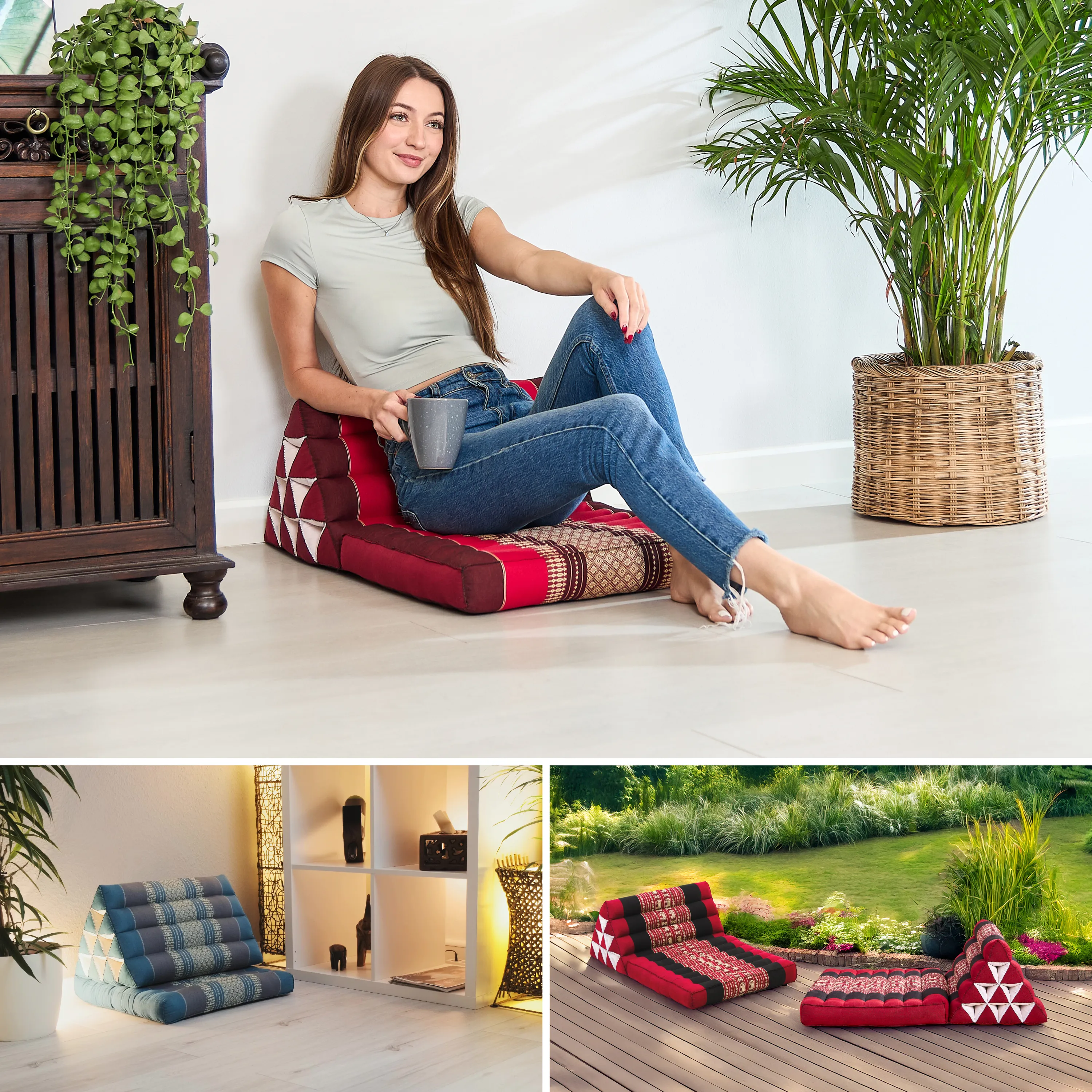 Cuscino thai in kapok con 1 elemento pieghevole
