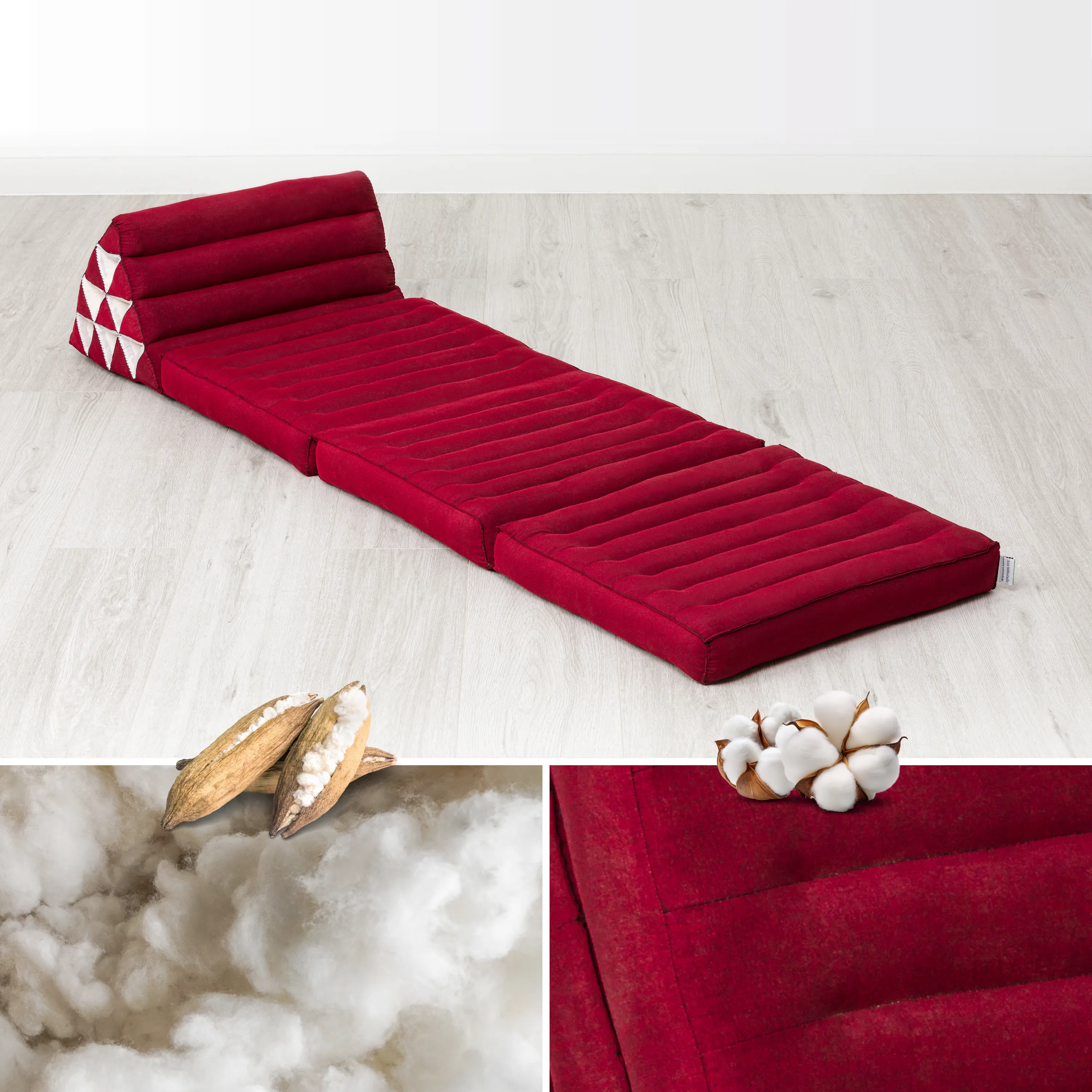 Cuscino thai in kapok con 3 elementi pieghevoli, Basic