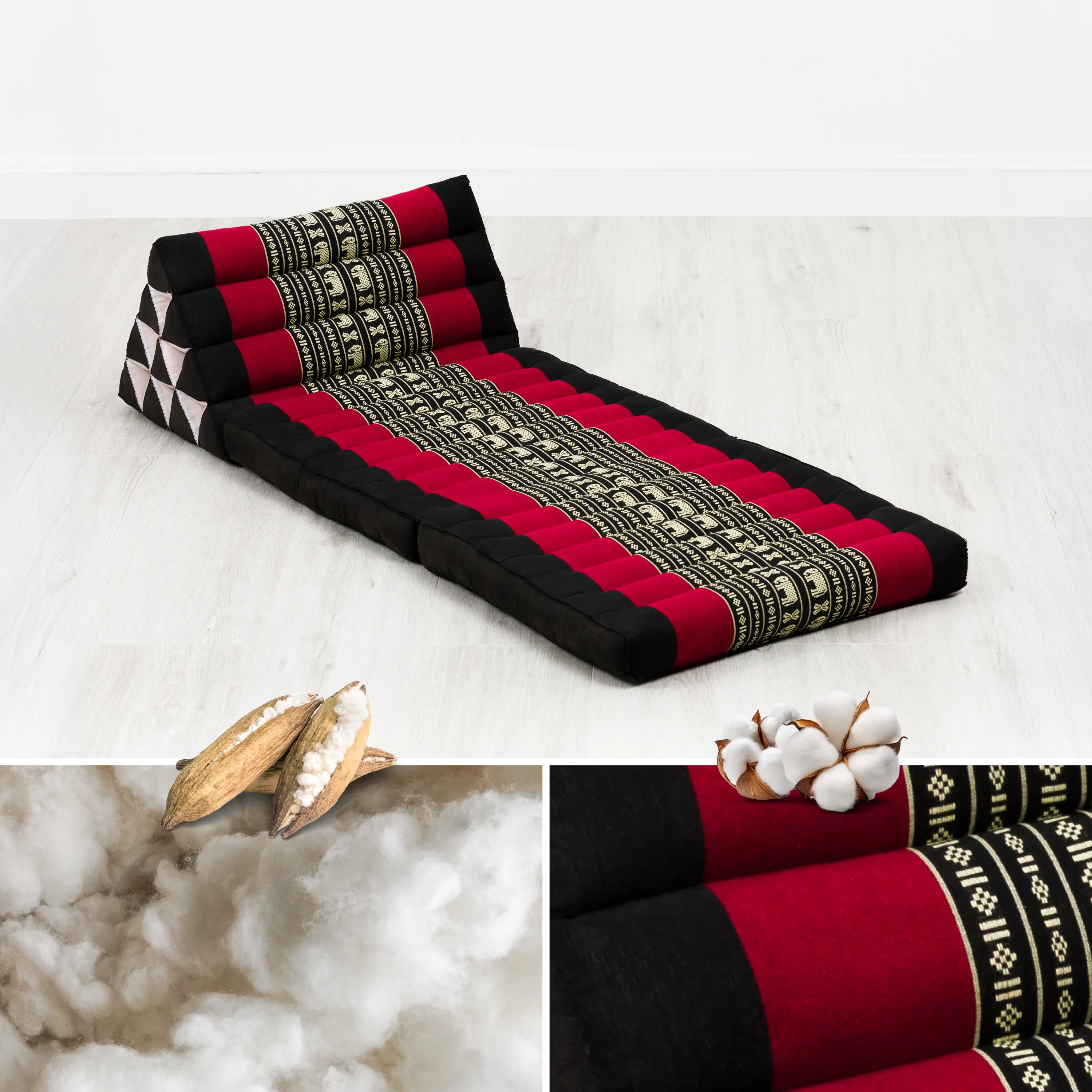 Cuscino thai in kapok con 2 elementi pieghevoli