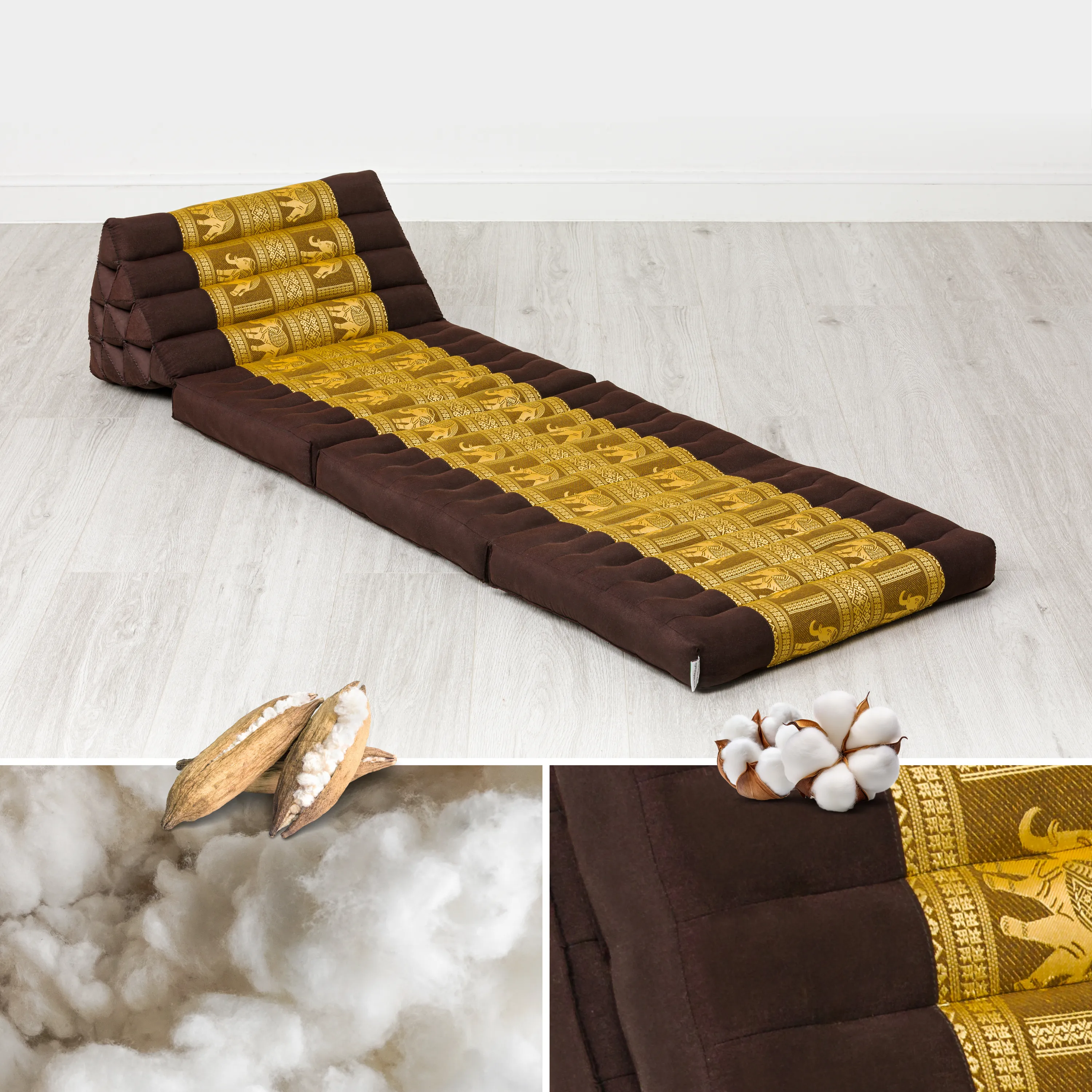 Cuscino thai in kapok con 3 elementi pieghevoli, Deluxe