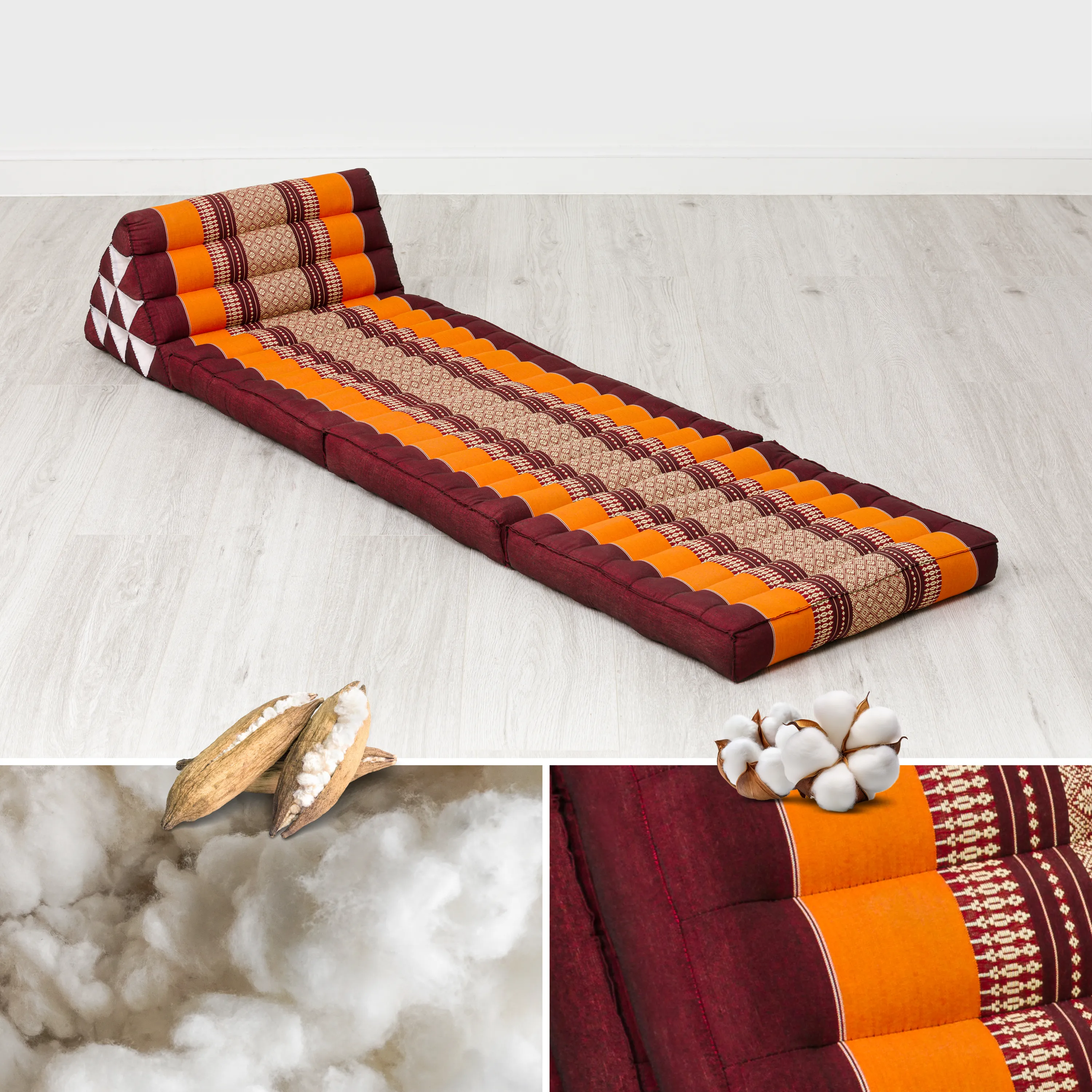 Cuscino thai in kapok con 3 elementi pieghevoli, Classic