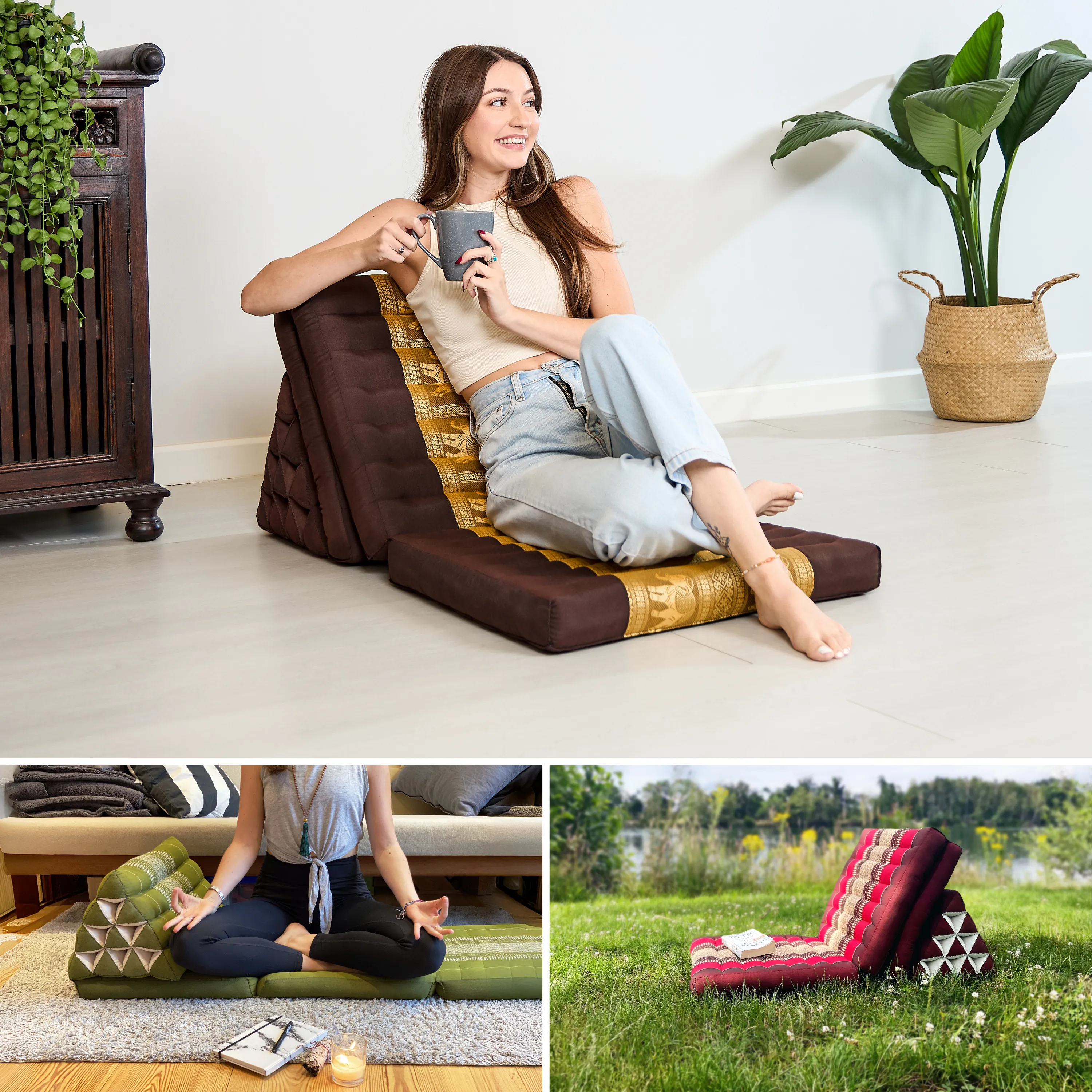 Cuscino thai in kapok con 3 elementi pieghevoli, Deluxe