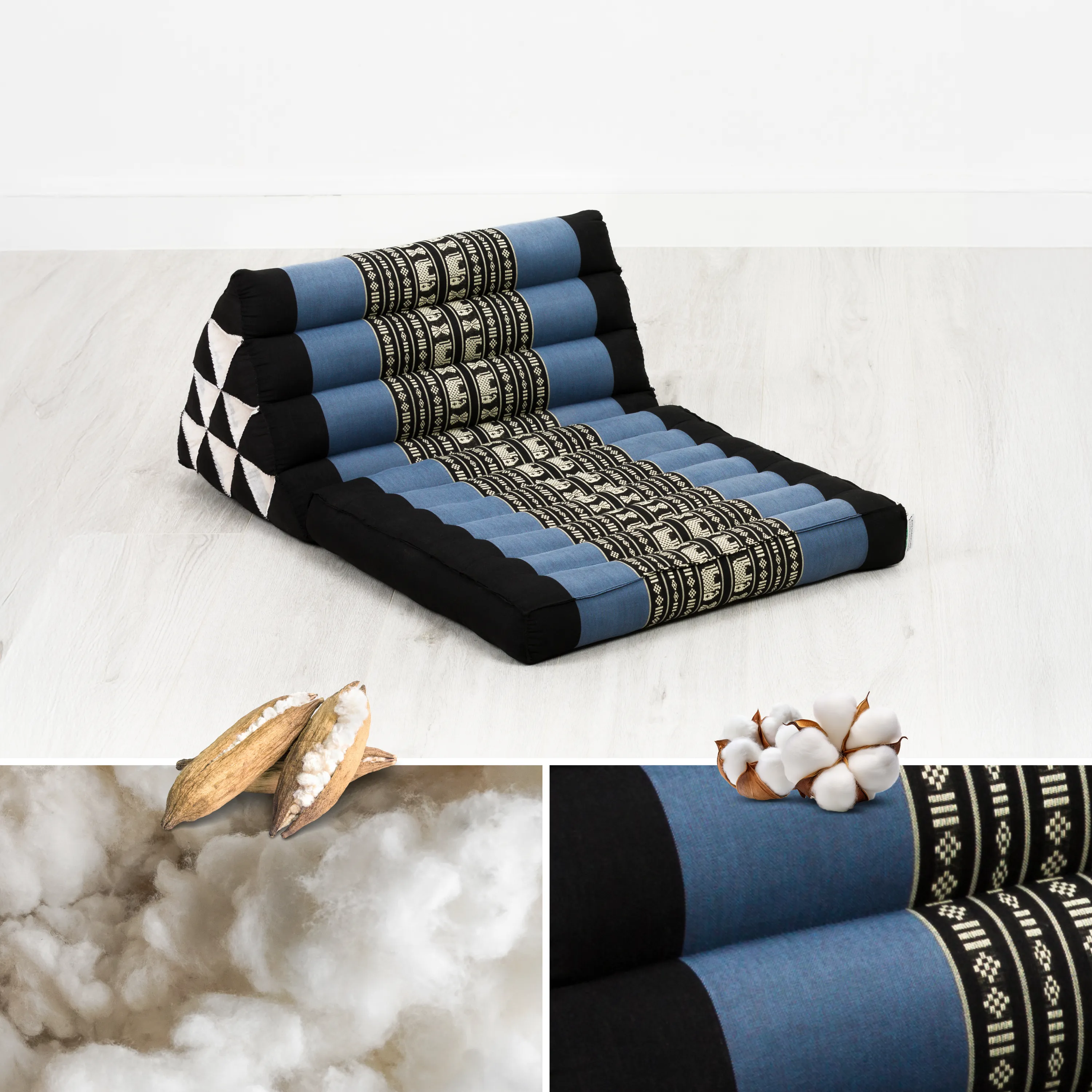 Cuscino thai in kapok con 1 elemento pieghevole