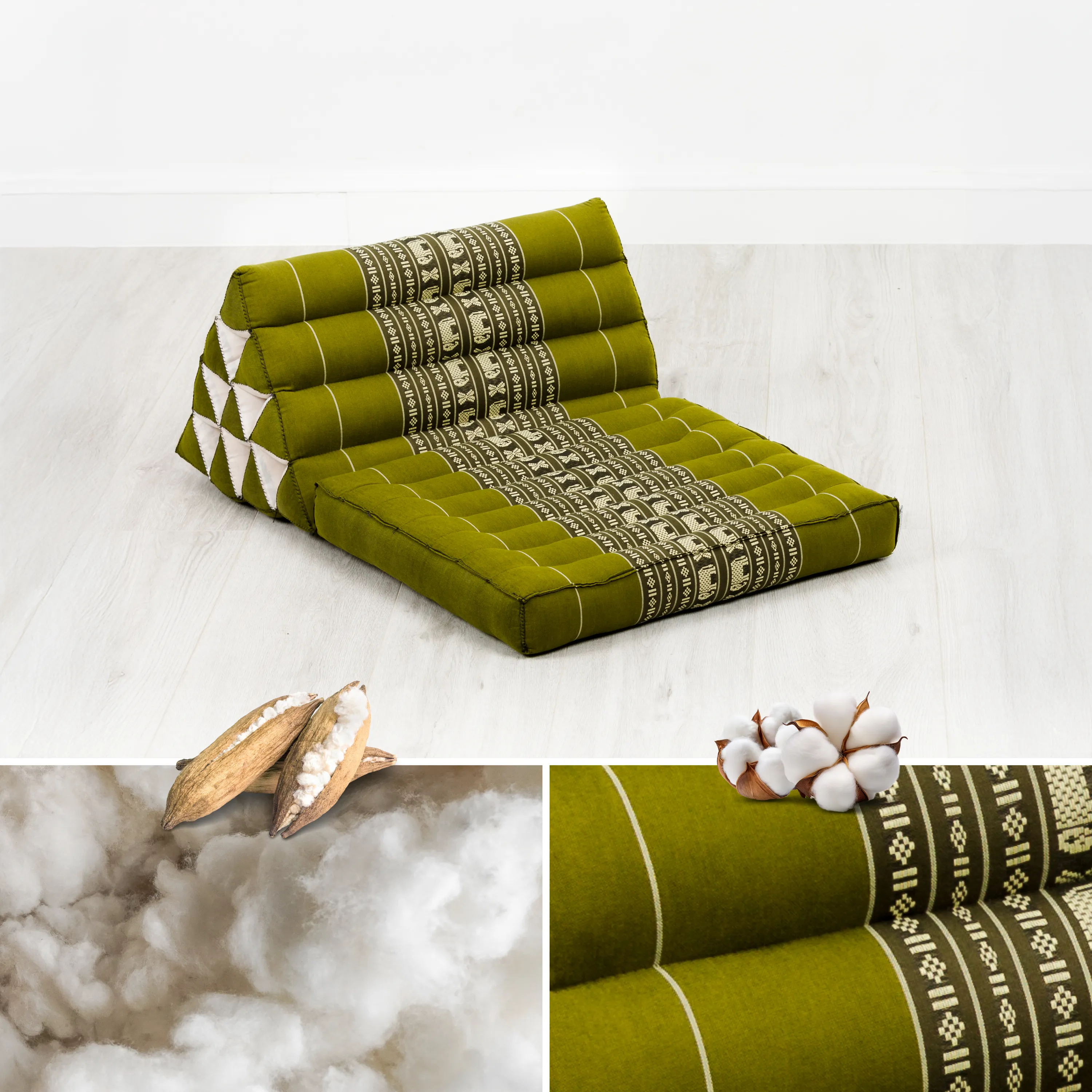 Cuscino thai in kapok con 1 elemento pieghevole