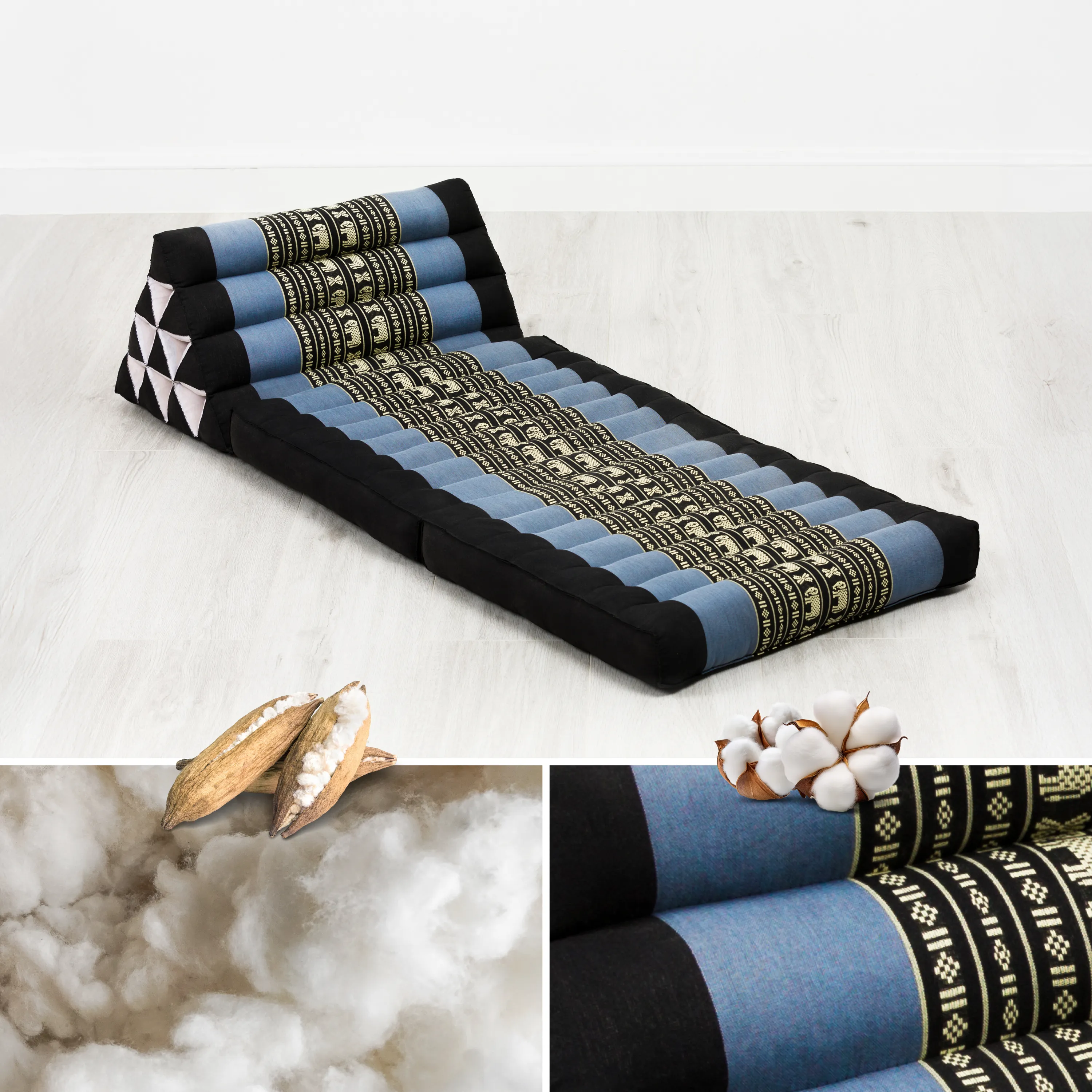 Cuscino thai in kapok con 2 elementi pieghevoli