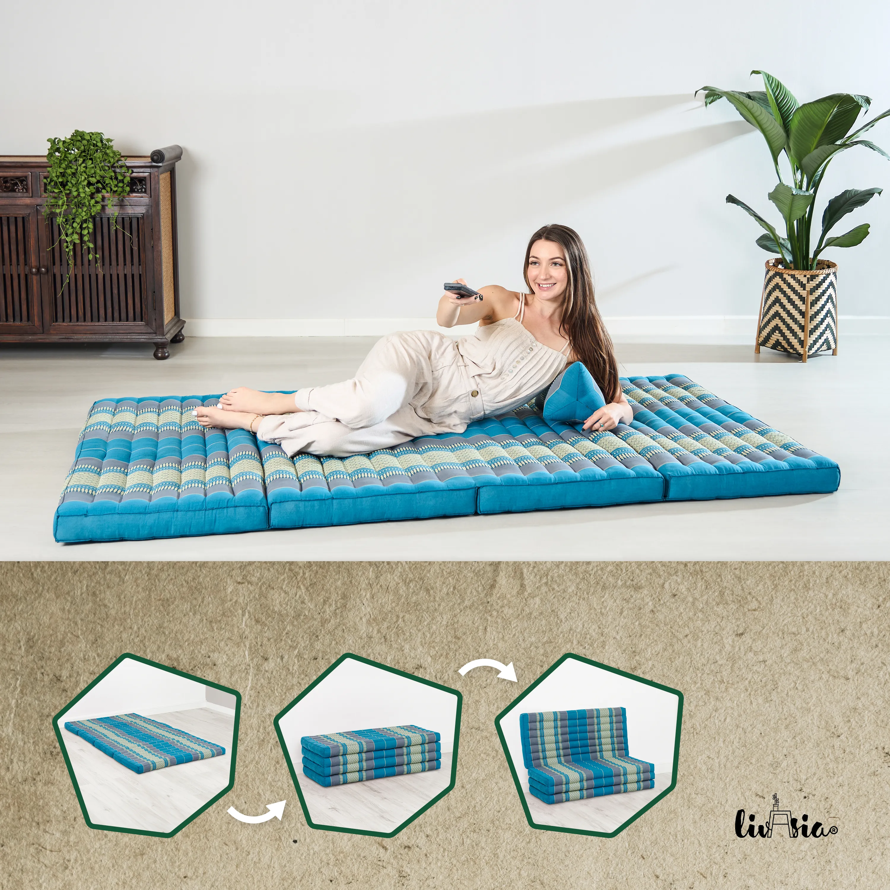 Materasso pieghevole in kapok, larghezza 110 cm, Classic