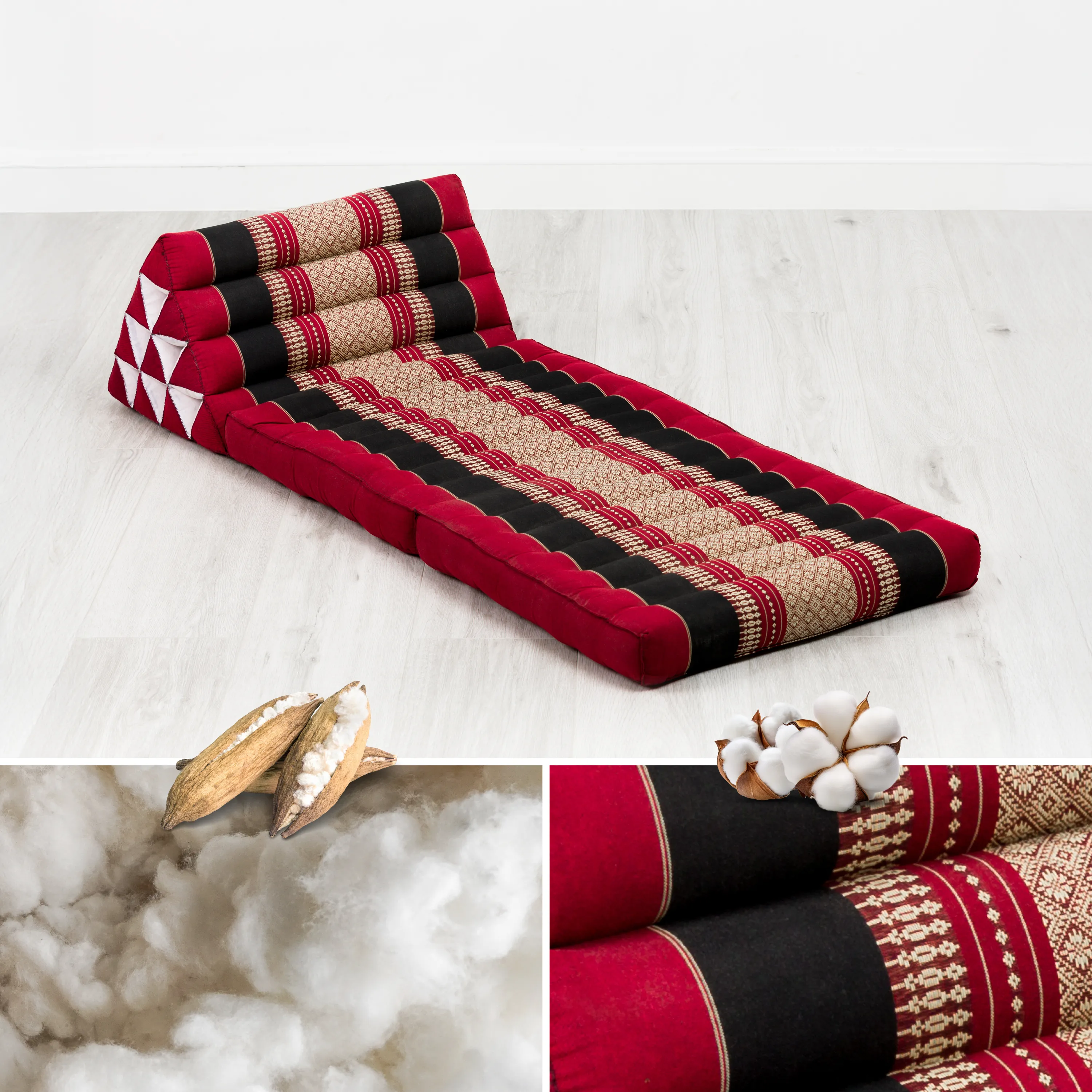 Cuscino thai in kapok con 2 elementi pieghevoli