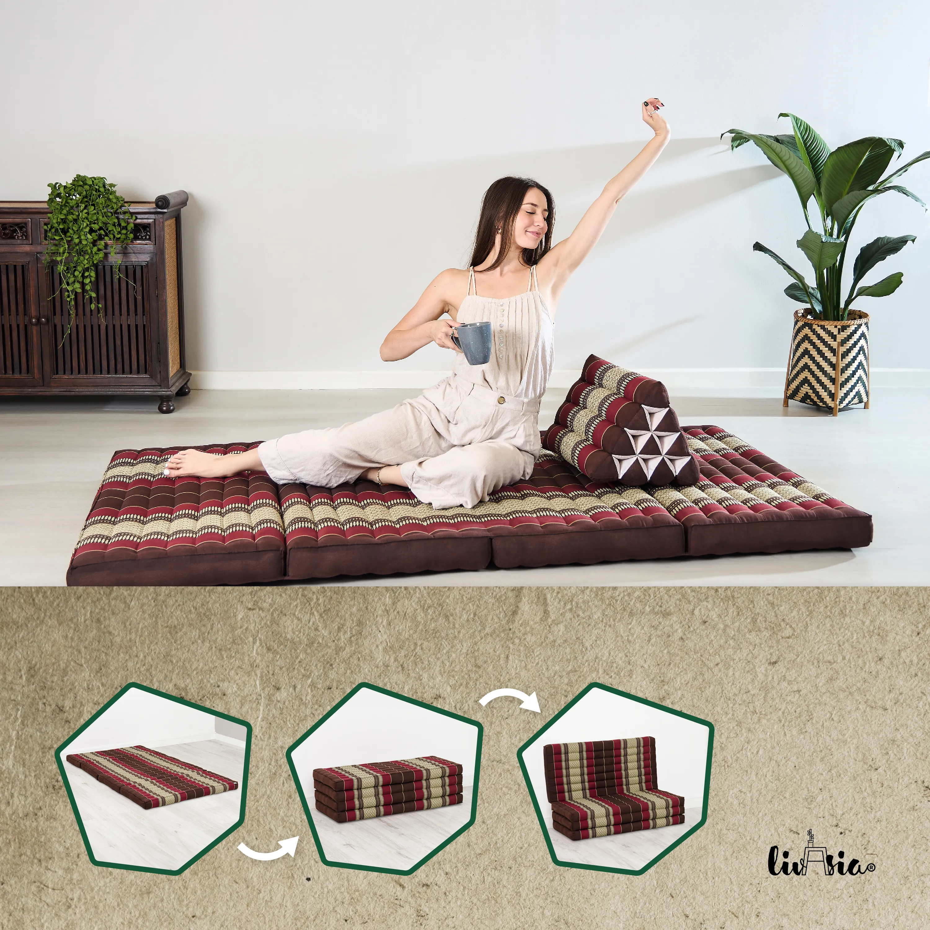 Materasso pieghevole in kapok, larghezza 110 cm, Classic