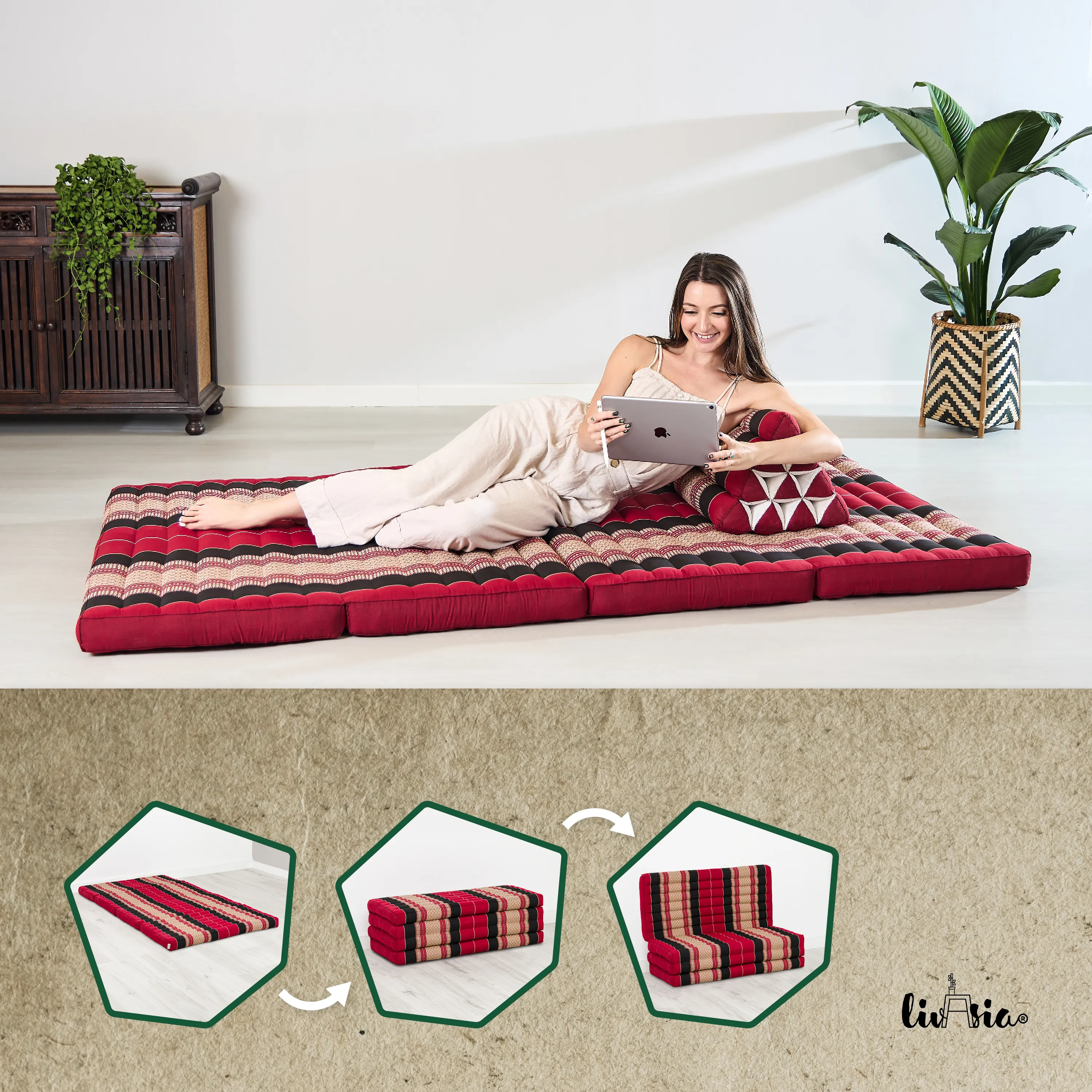 Materasso pieghevole in kapok, larghezza 110 cm, Classic