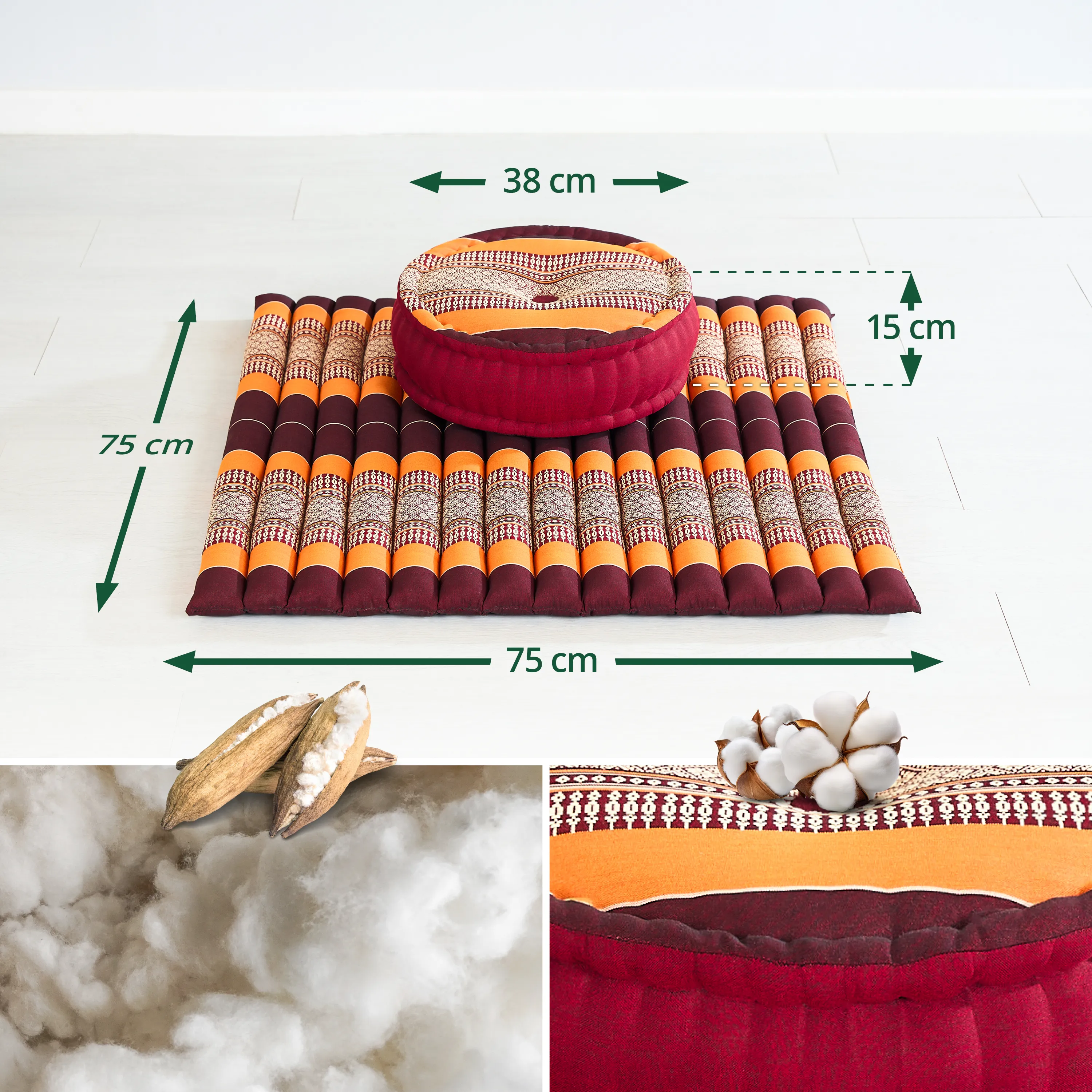Set XL cuscini da meditazione in kapok