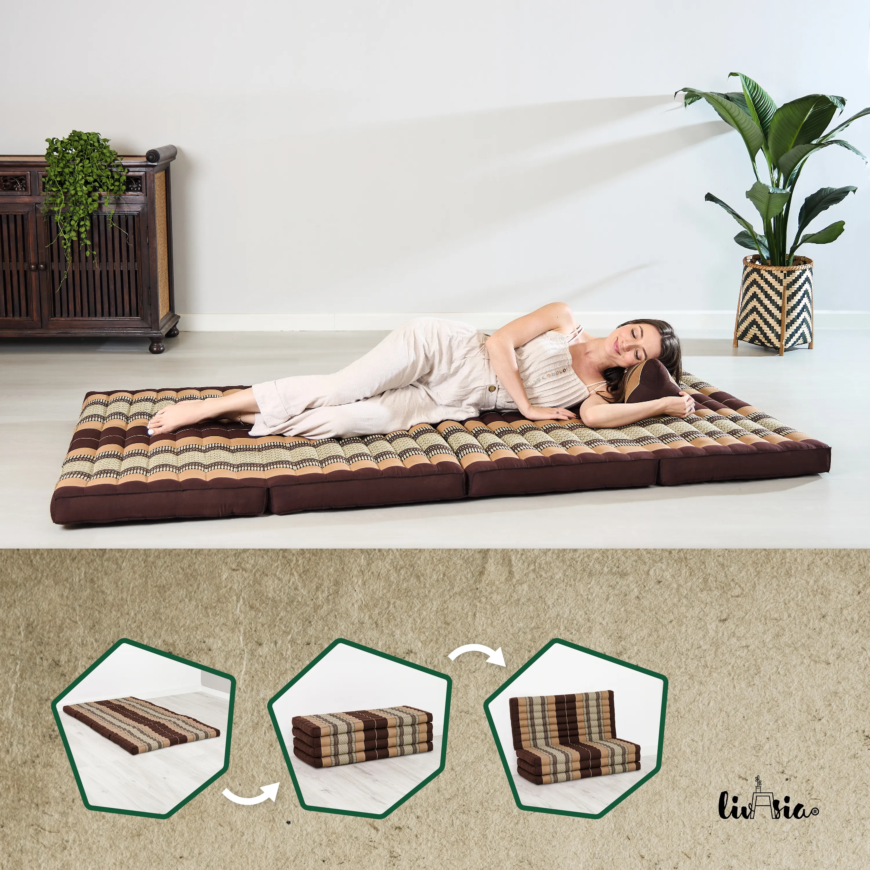 Materasso pieghevole in kapok, larghezza 110 cm, Classic