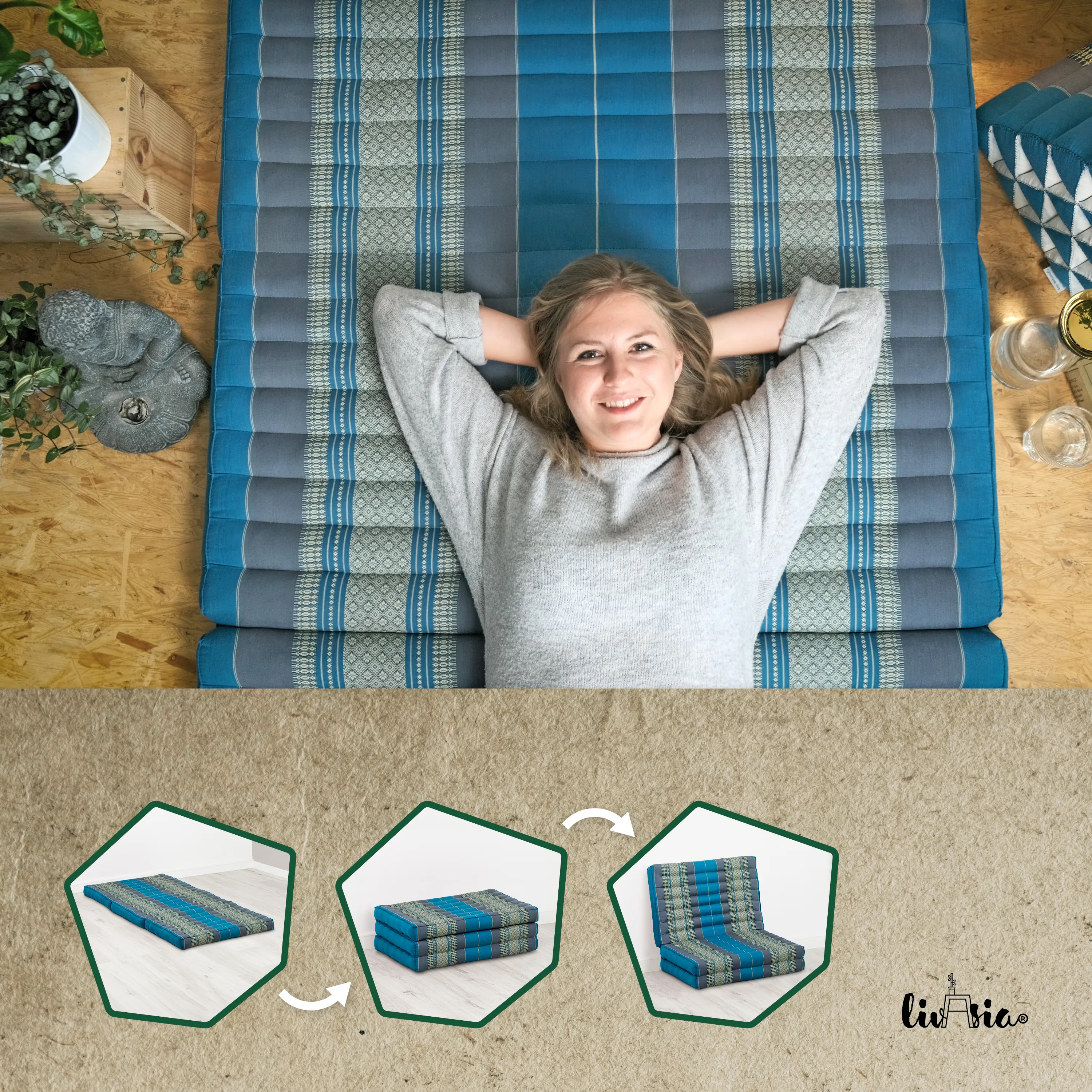 Materasso pieghevole in kapok per bambini, larghezza 70 cm