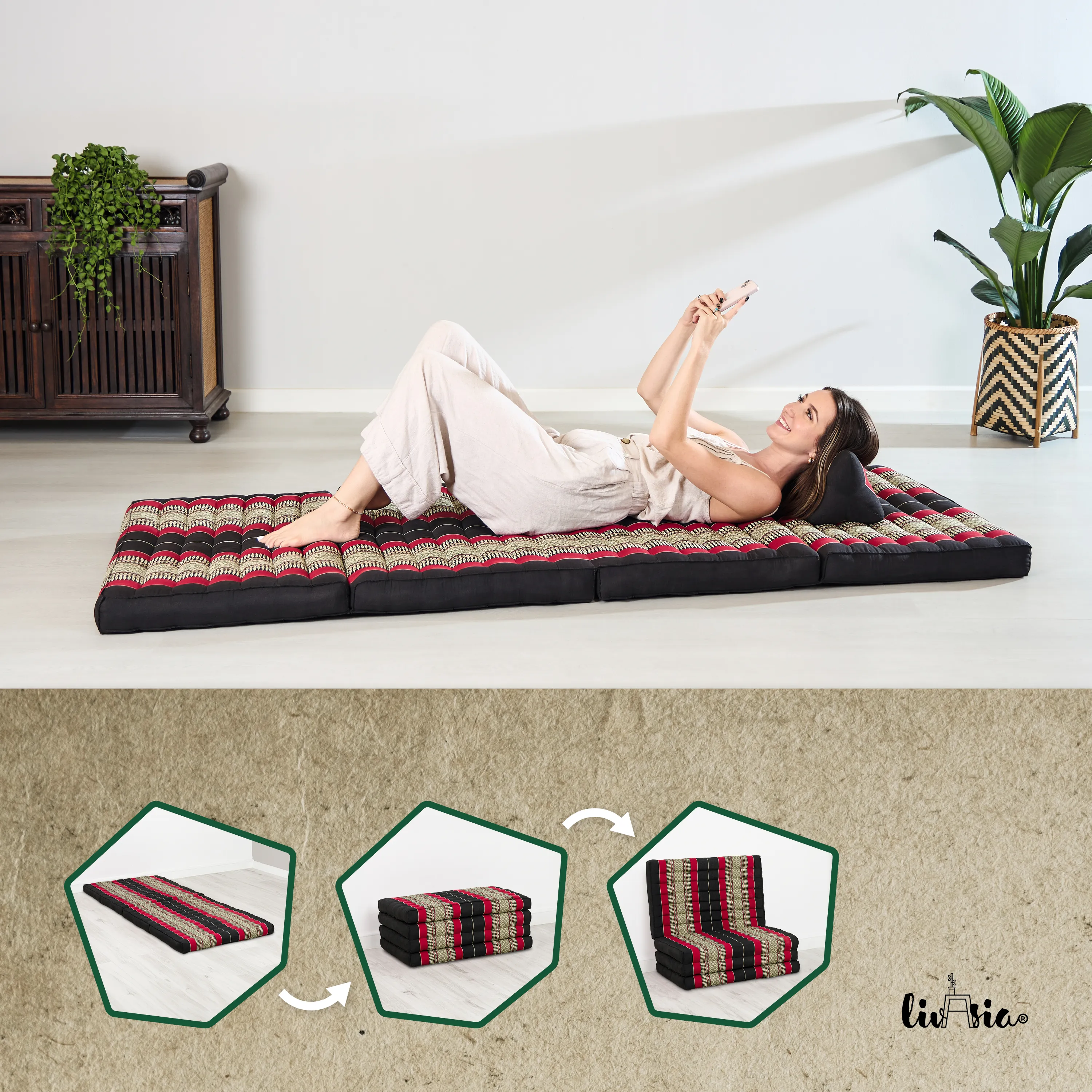 Materasso pieghevole in kapok, larghezza 80 cm, Classic