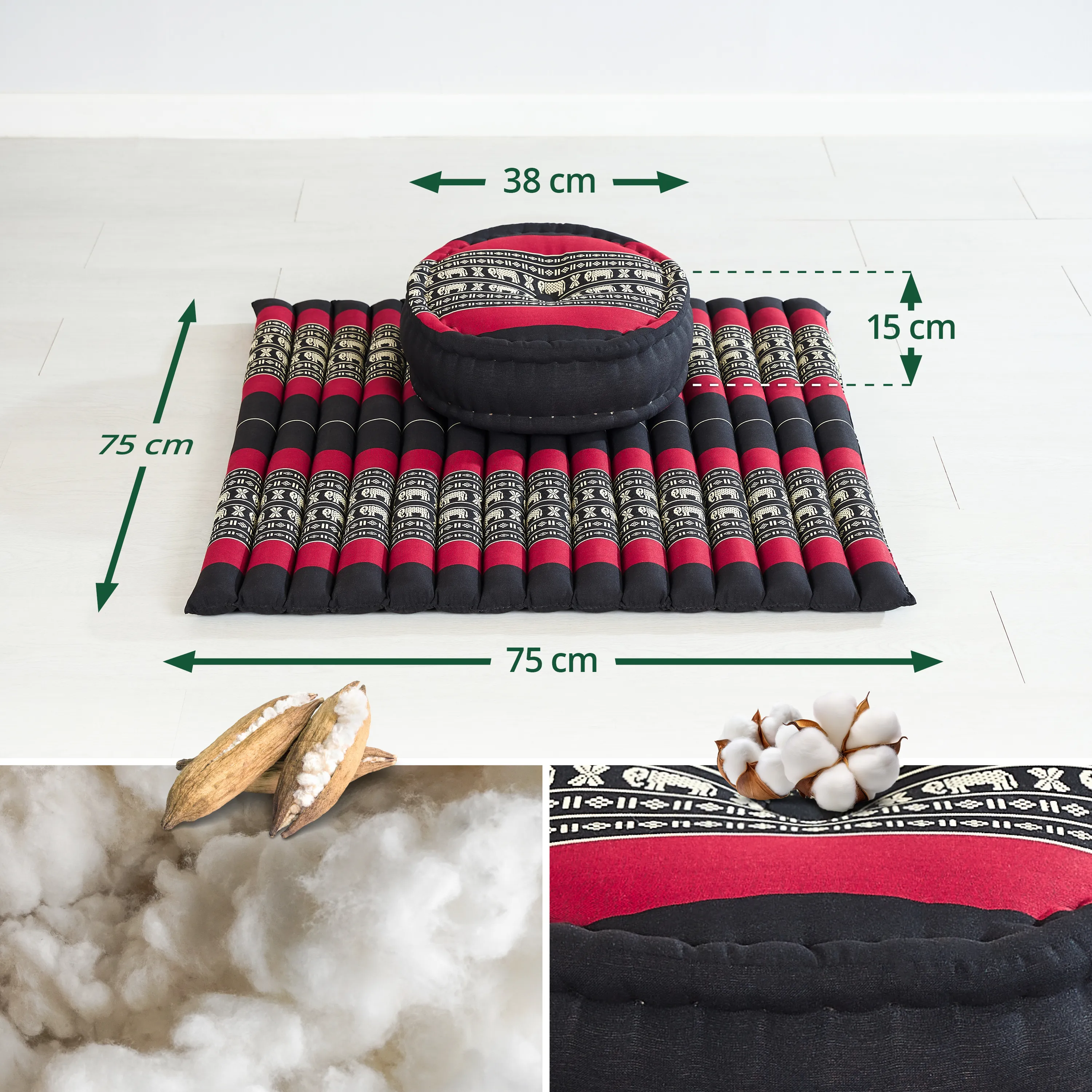 Set XL cuscini da meditazione in kapok