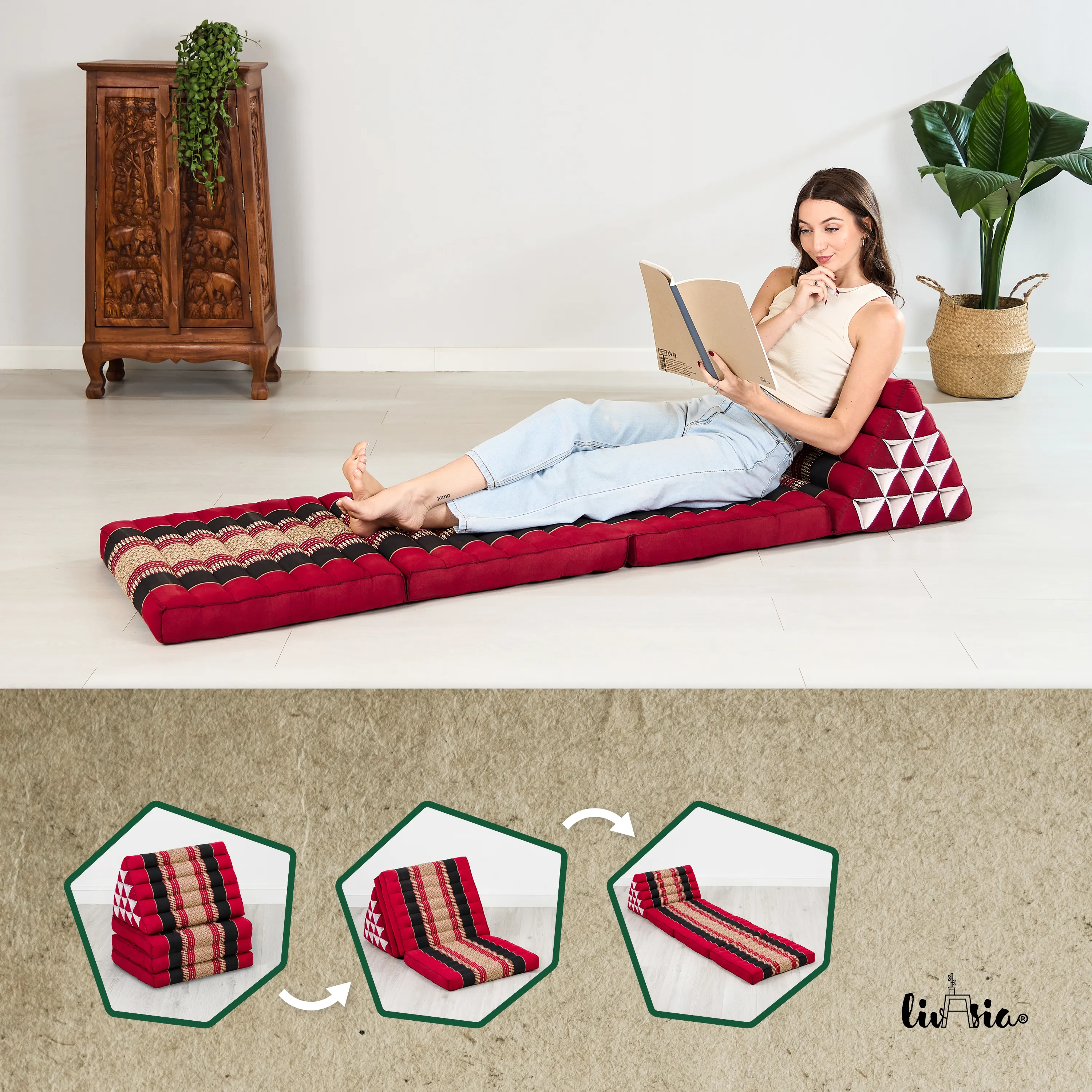 Cuscino thai in kapok altezza XXL