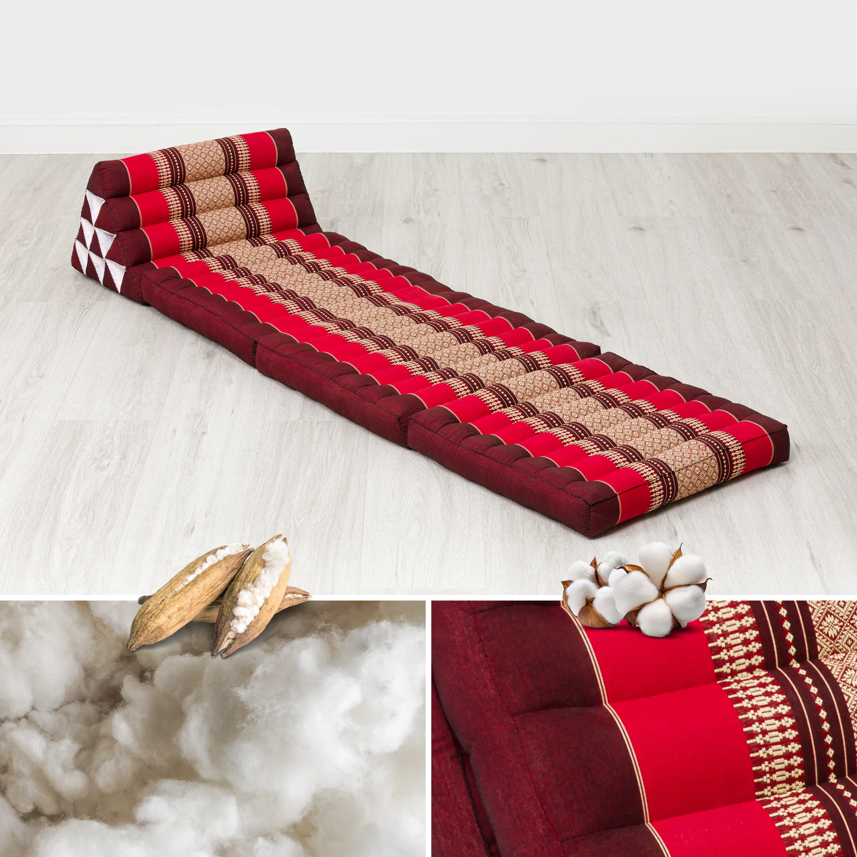 Cuscino thai in kapok con 3 elementi pieghevoli, Classic