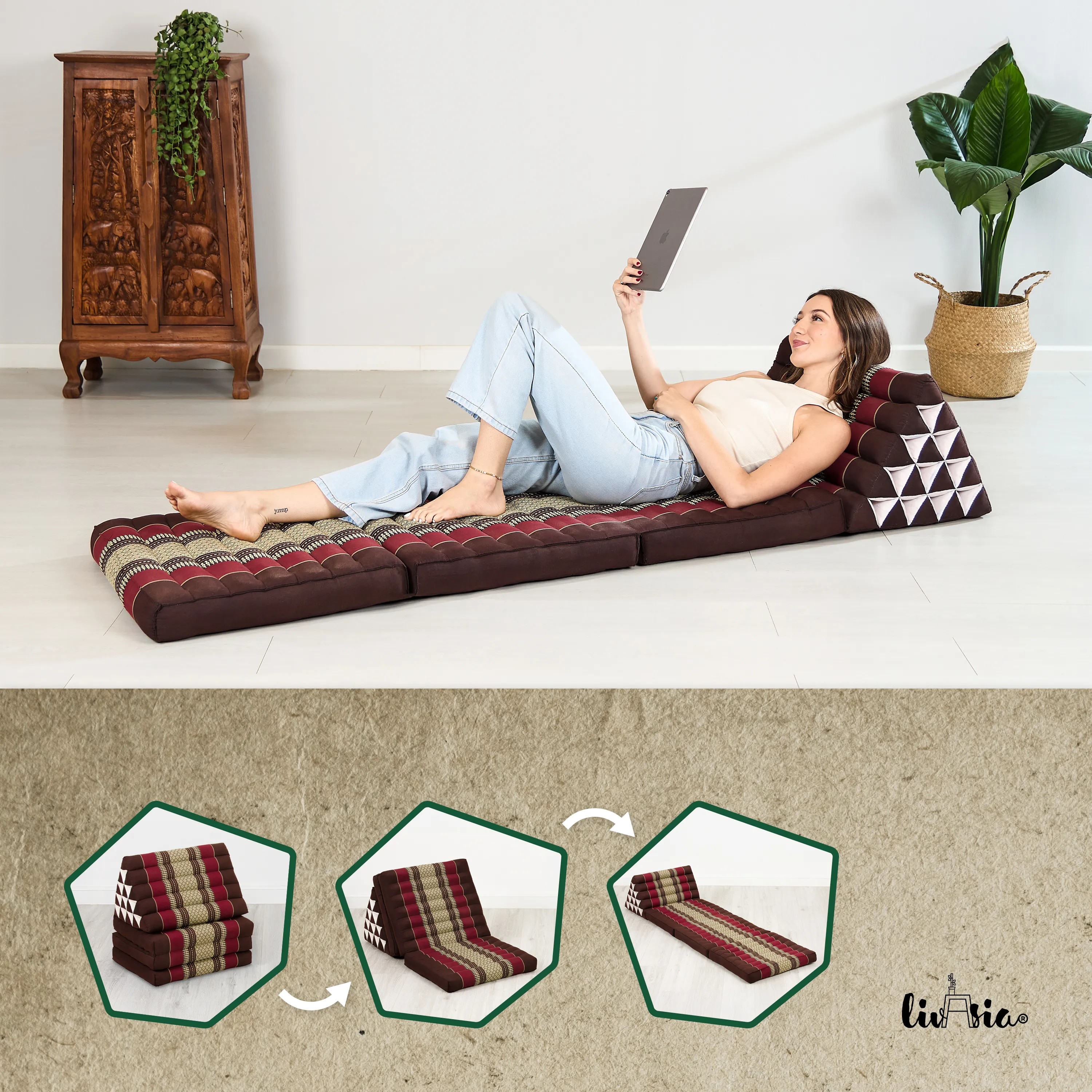 Cuscino thai in kapok altezza XXL