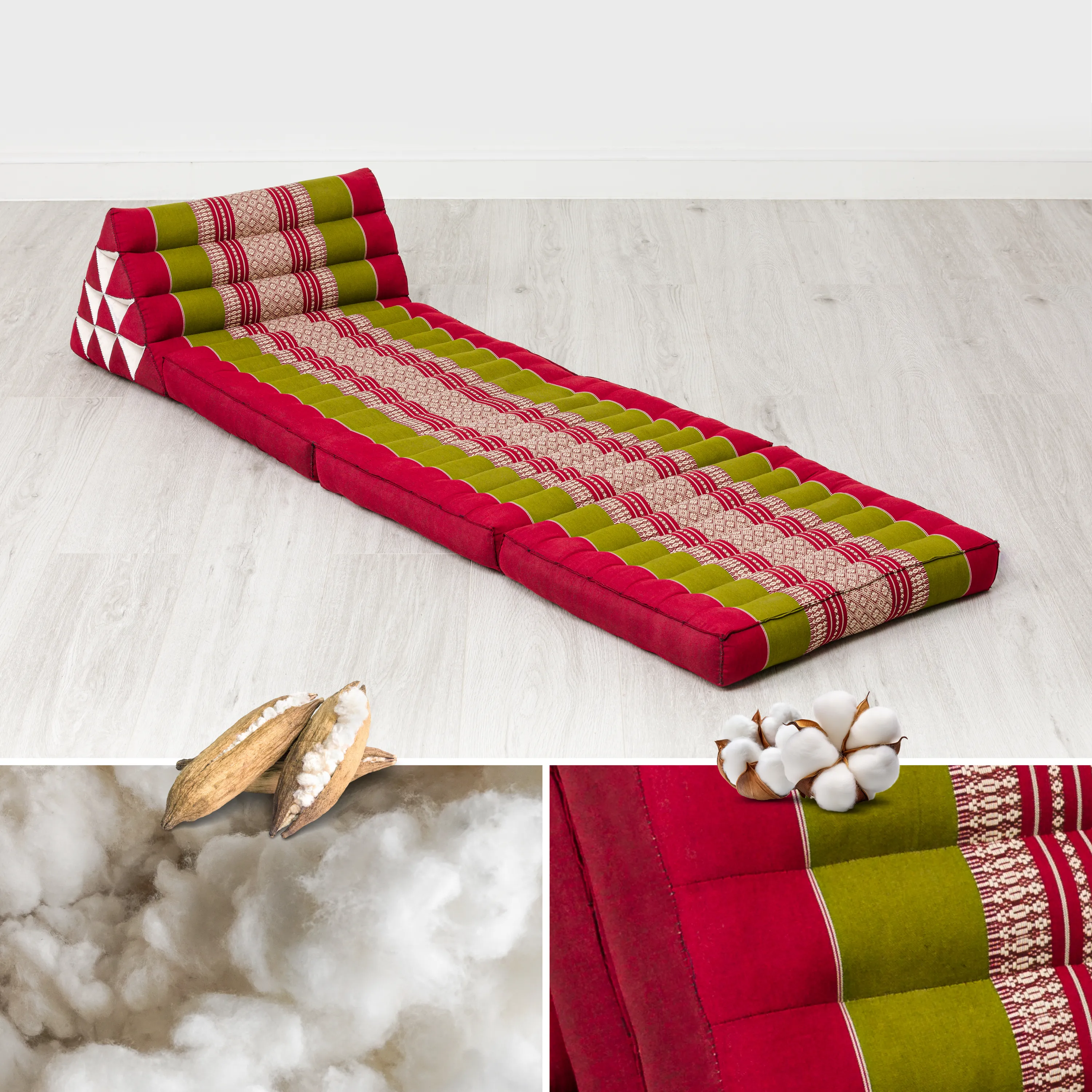 Cuscino thai in kapok con 3 elementi pieghevoli, Classic