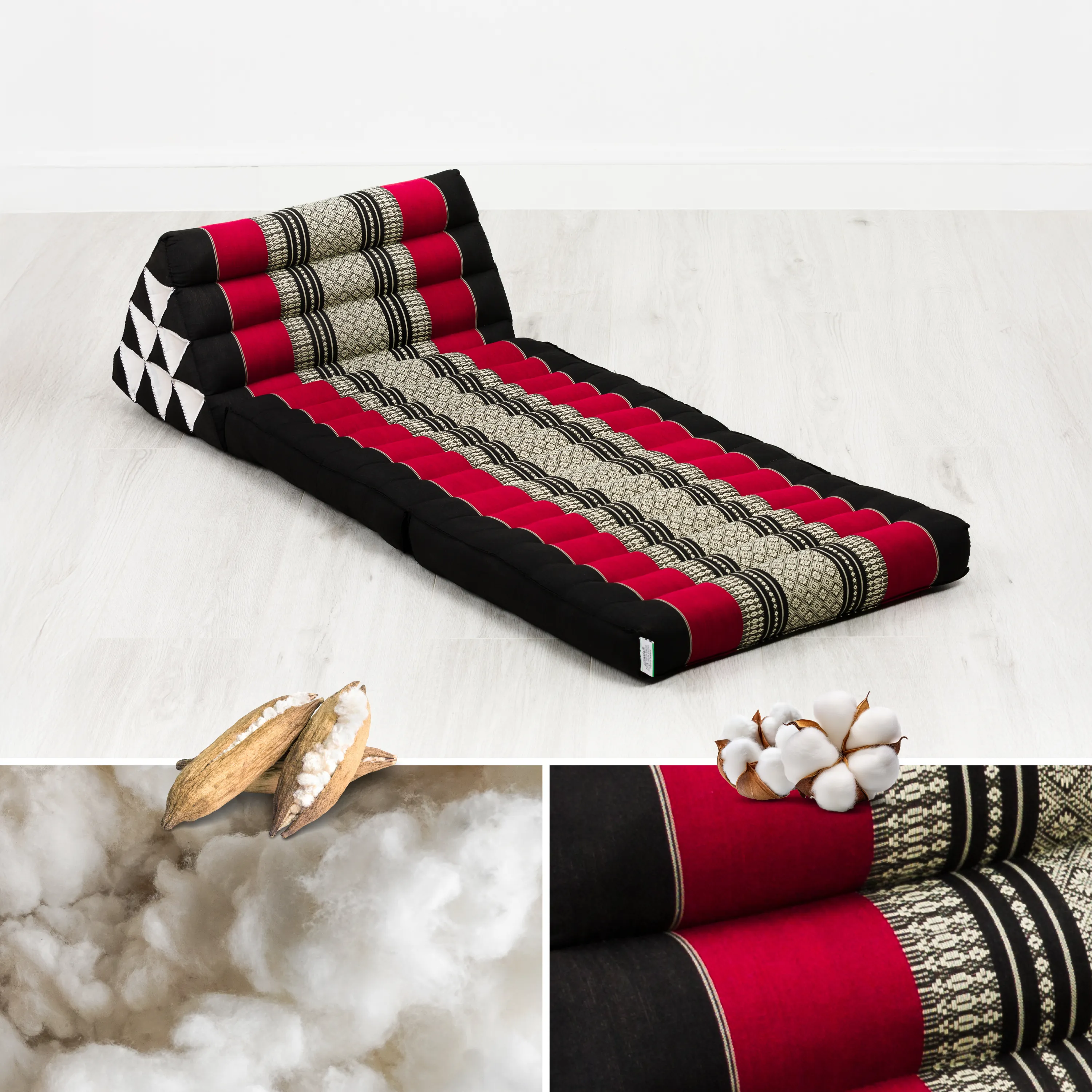 Cuscino thai in kapok con 2 elementi pieghevoli