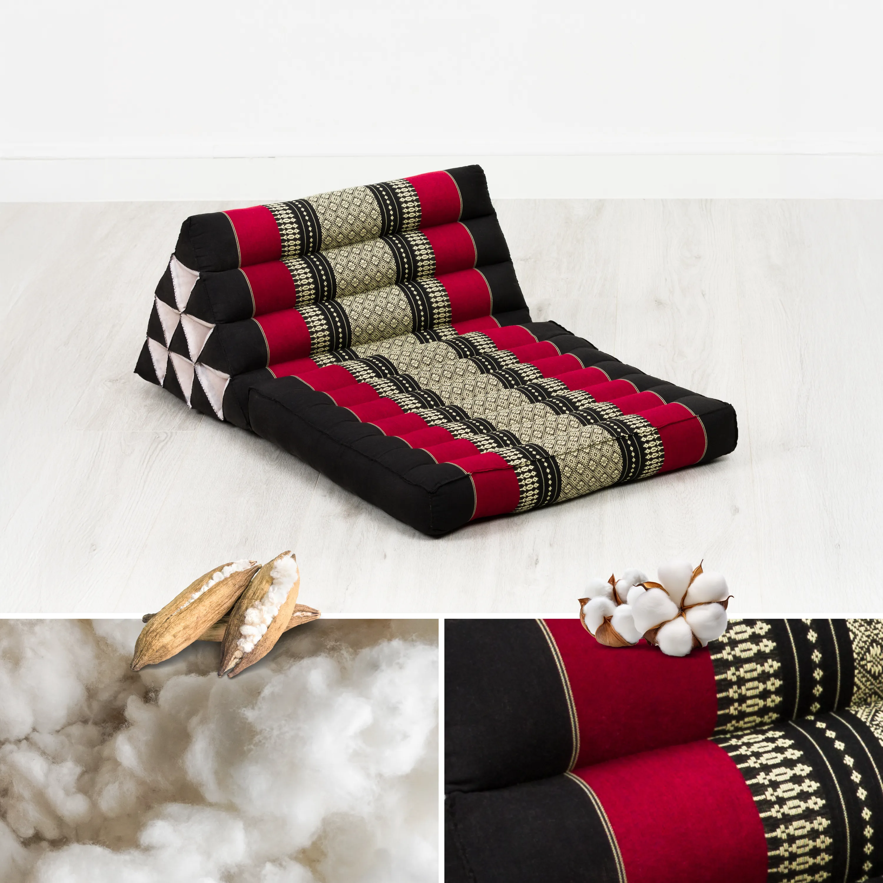 Cuscino thai in kapok con 1 elemento pieghevole