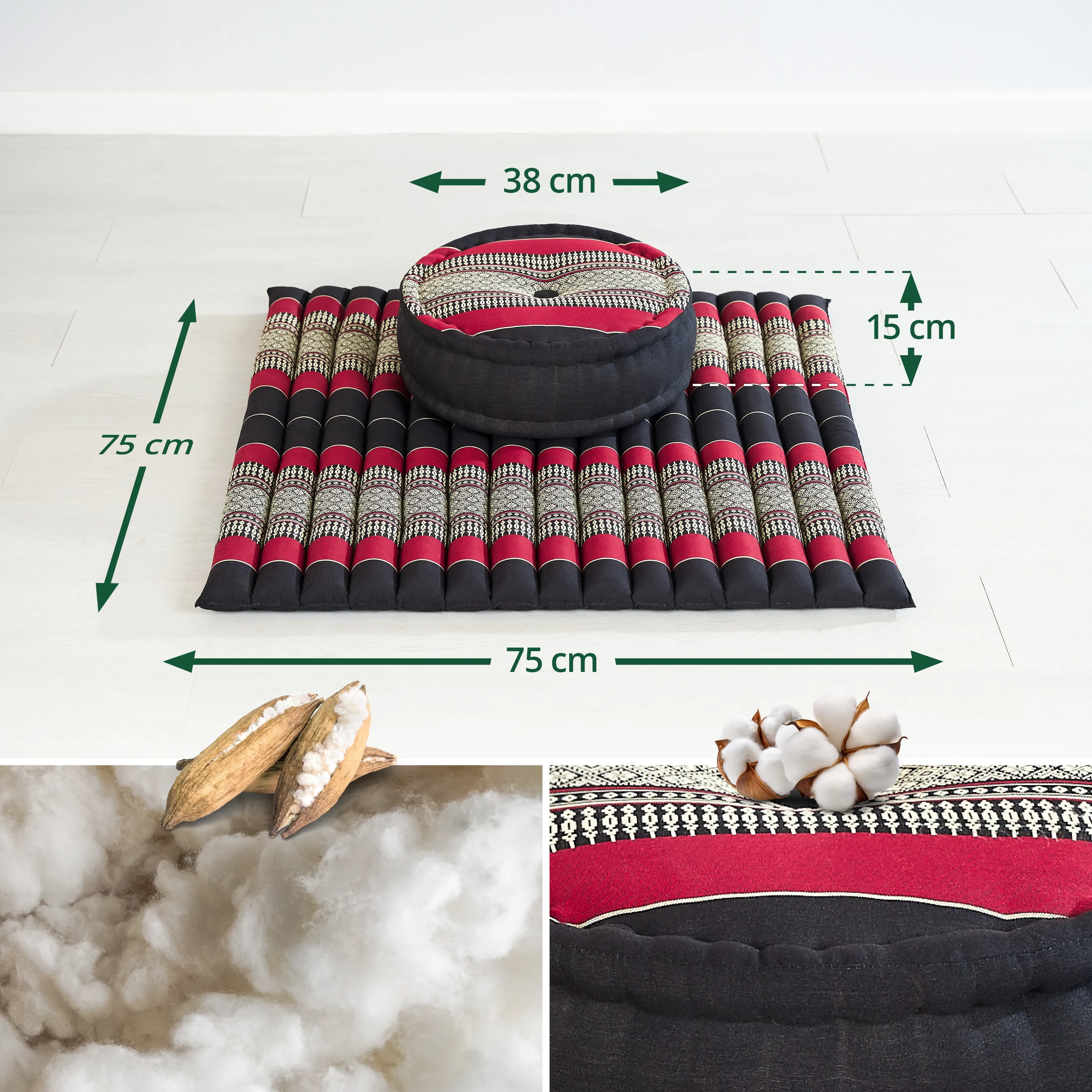 Set XL cuscini da meditazione in kapok