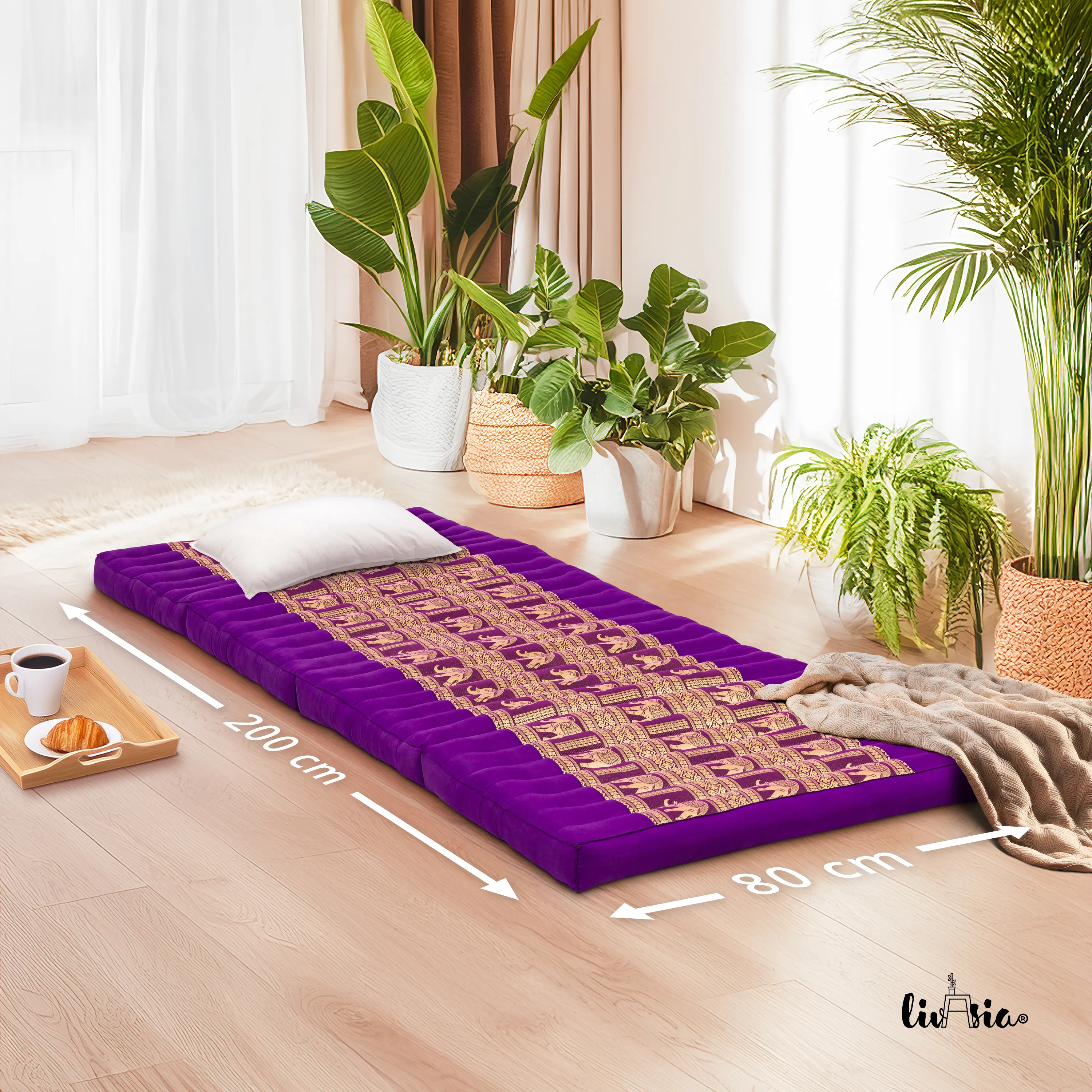 Materasso pieghevole in kapok, larghezza 80 cm, Deluxe