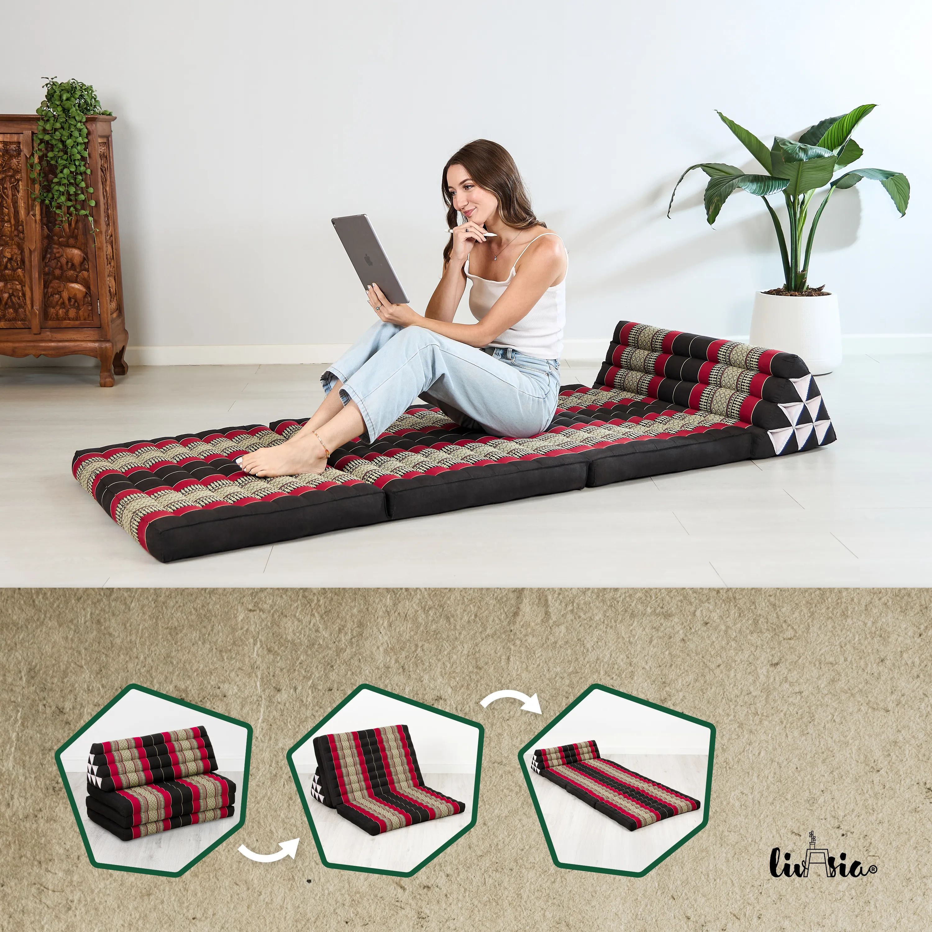 Cuscino thai in kapok larghezza XXL