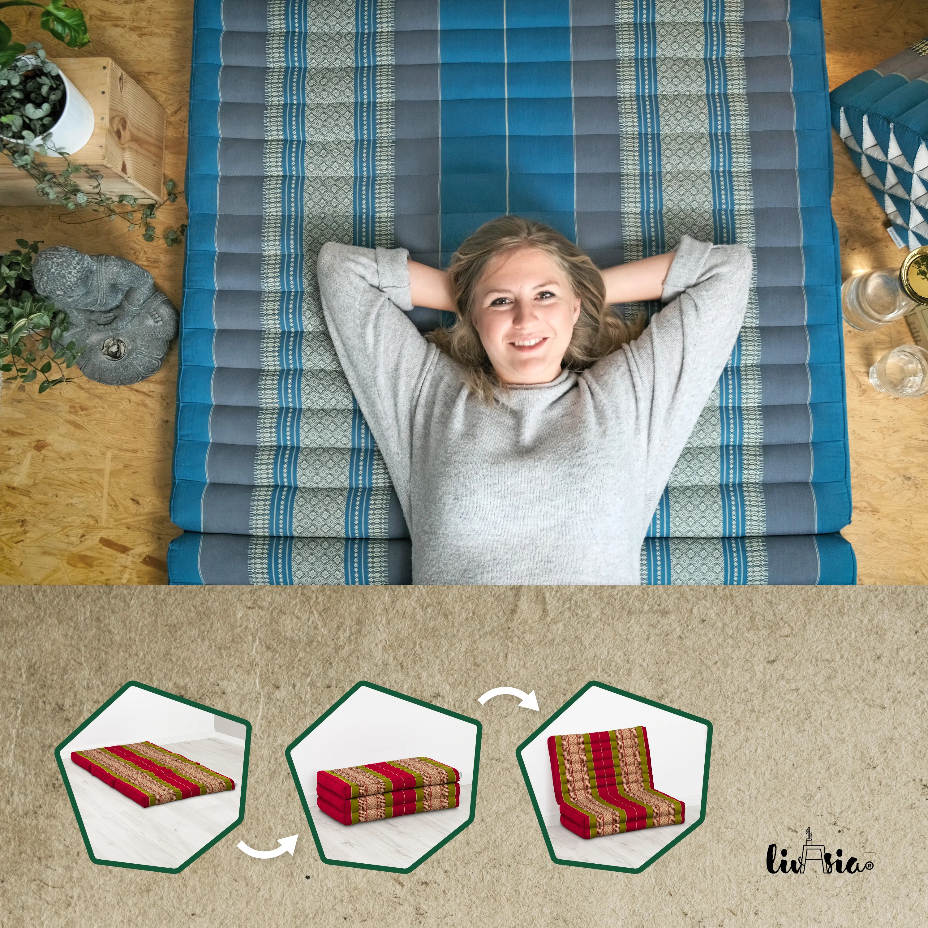 Materasso pieghevole in kapok per bambini, larghezza 70 cm