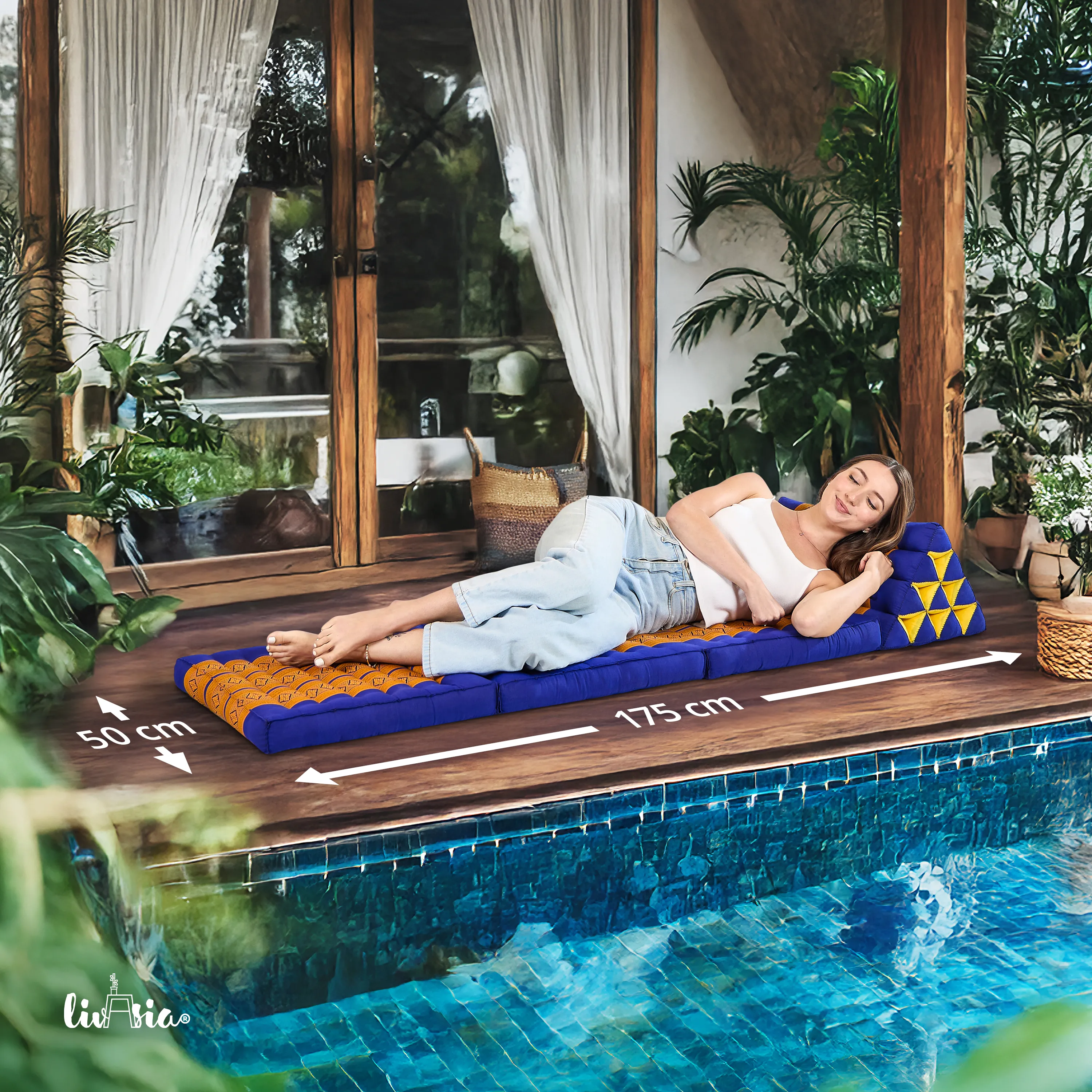 Cuscino thai in kapok con 3 elementi pieghevoli, Classic