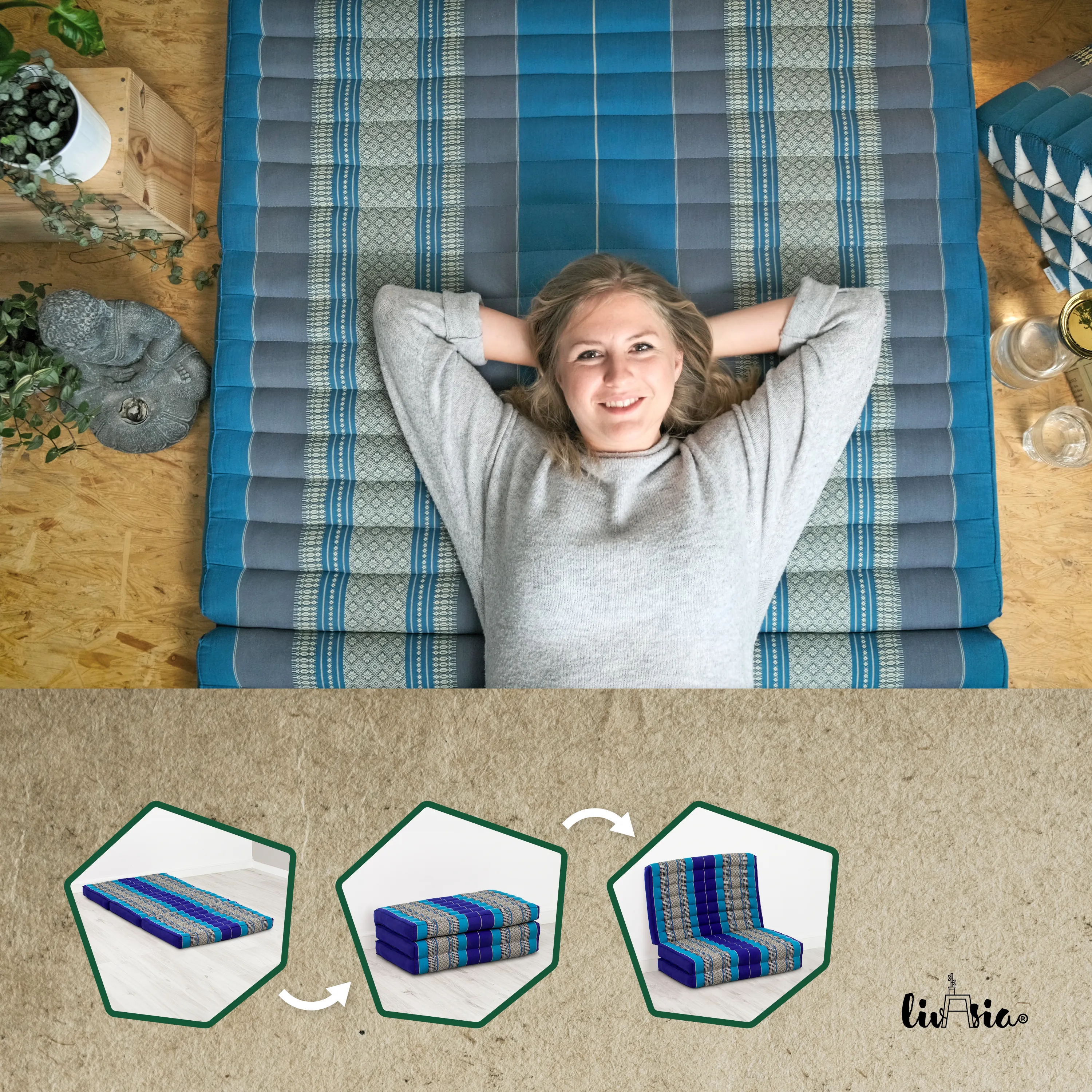Materasso pieghevole in kapok per bambini, larghezza 70 cm
