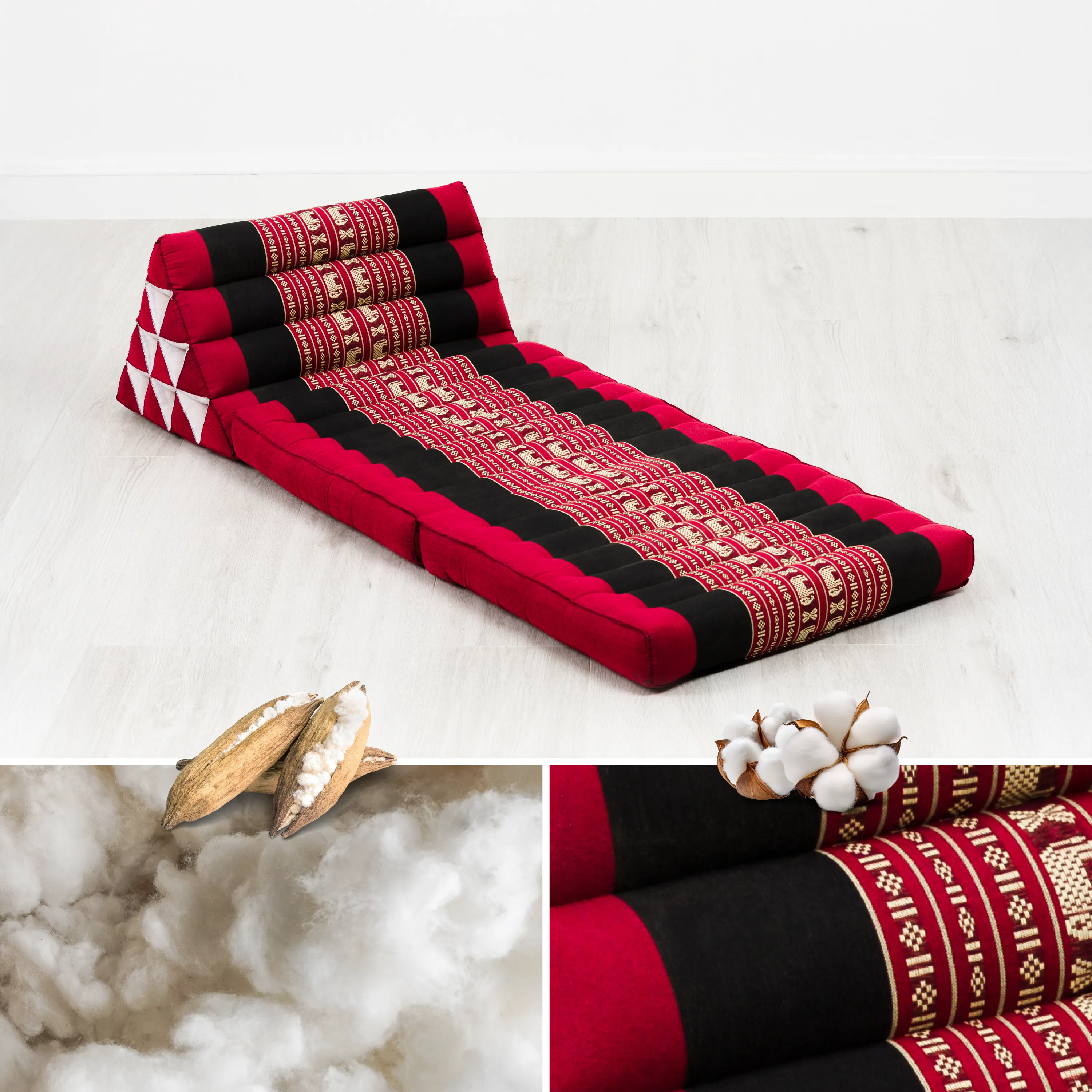 Cuscino thai in kapok con 2 elementi pieghevoli