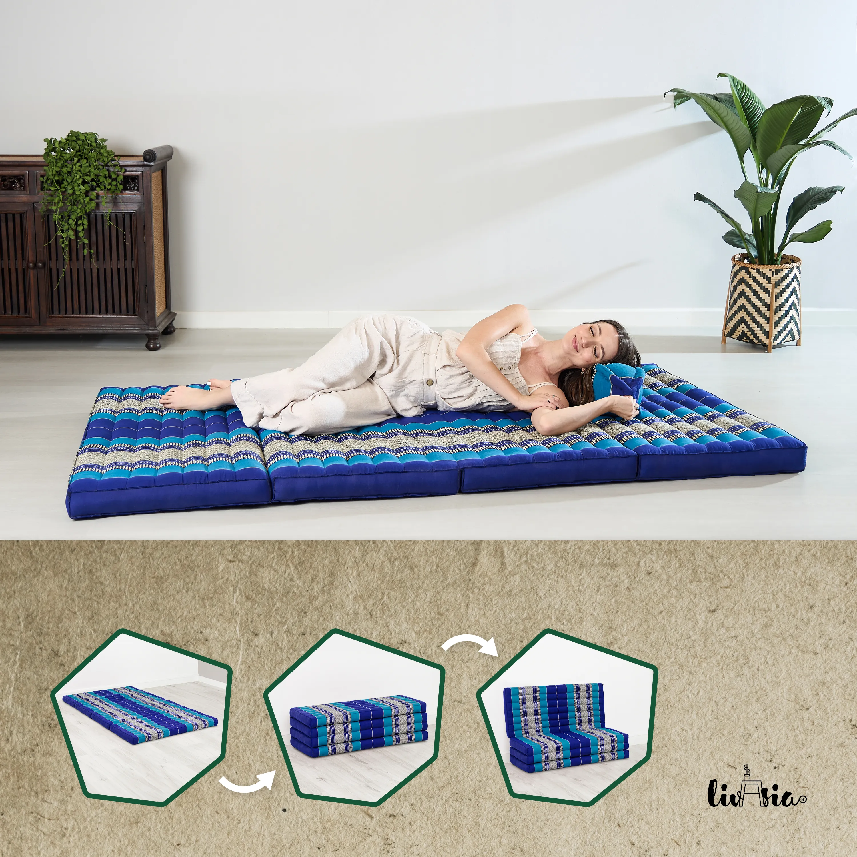 Materasso pieghevole in kapok, larghezza 110 cm, Classic