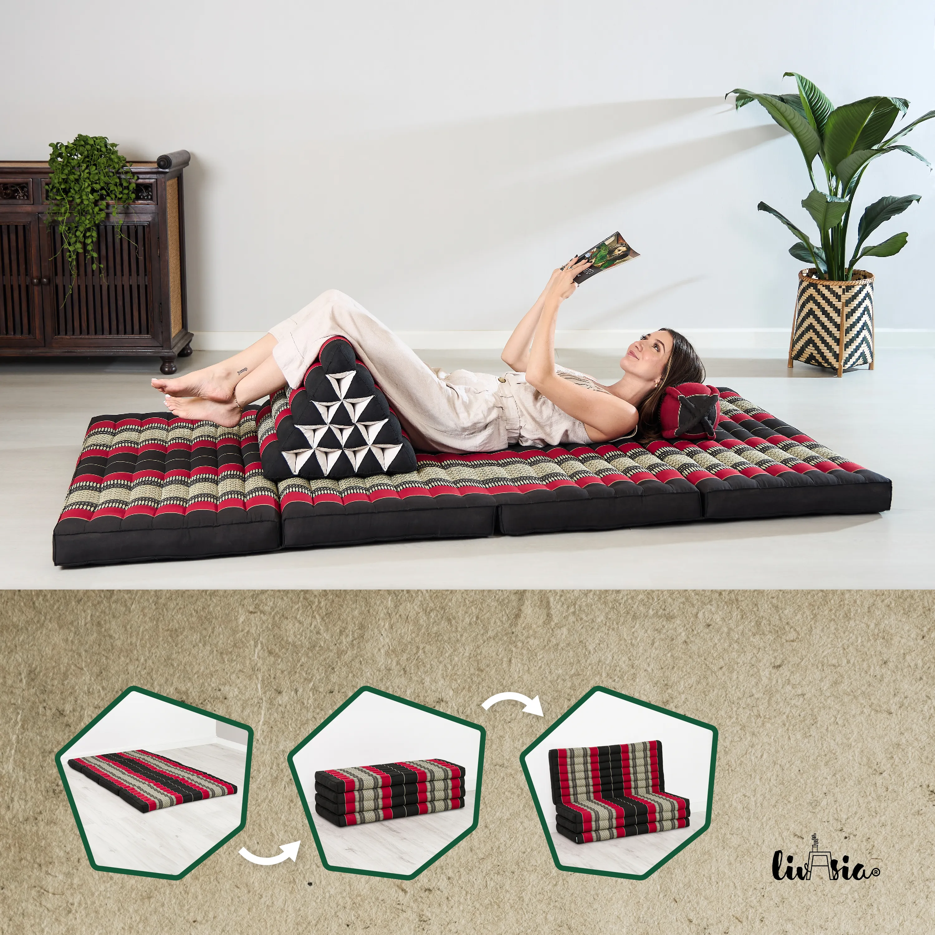 Materasso pieghevole in kapok, larghezza 110 cm, Classic