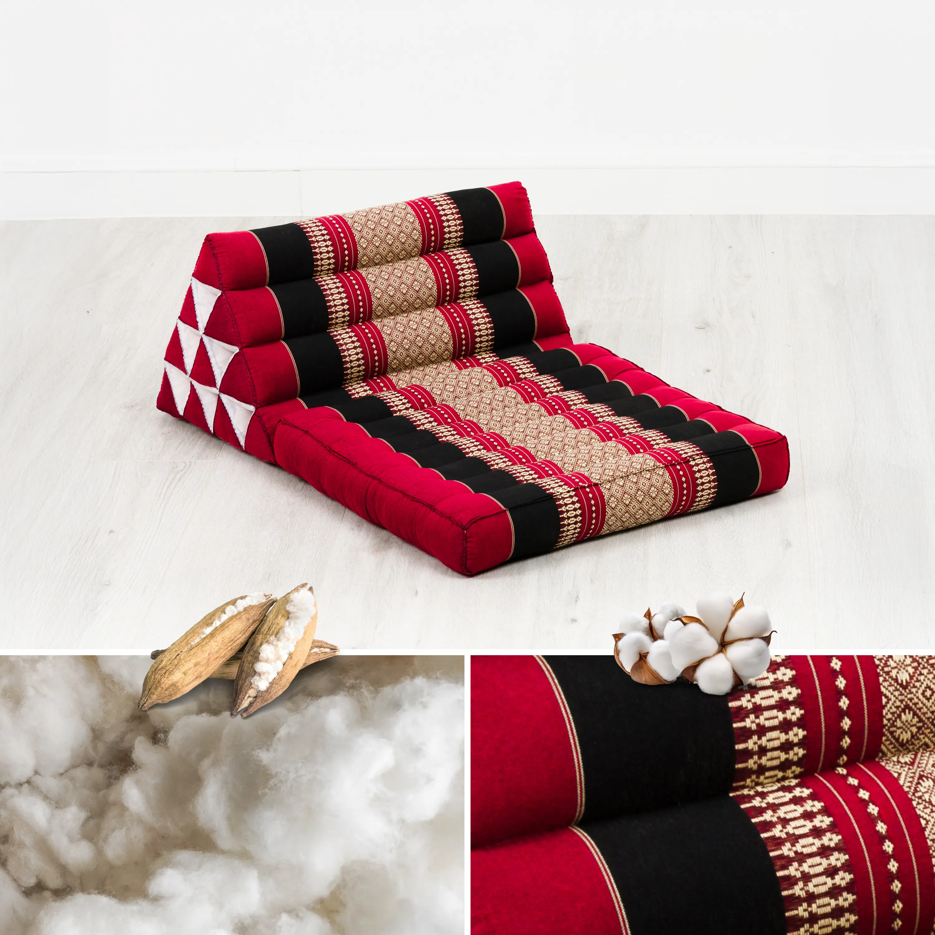 Cuscino thai in kapok con 1 elemento pieghevole